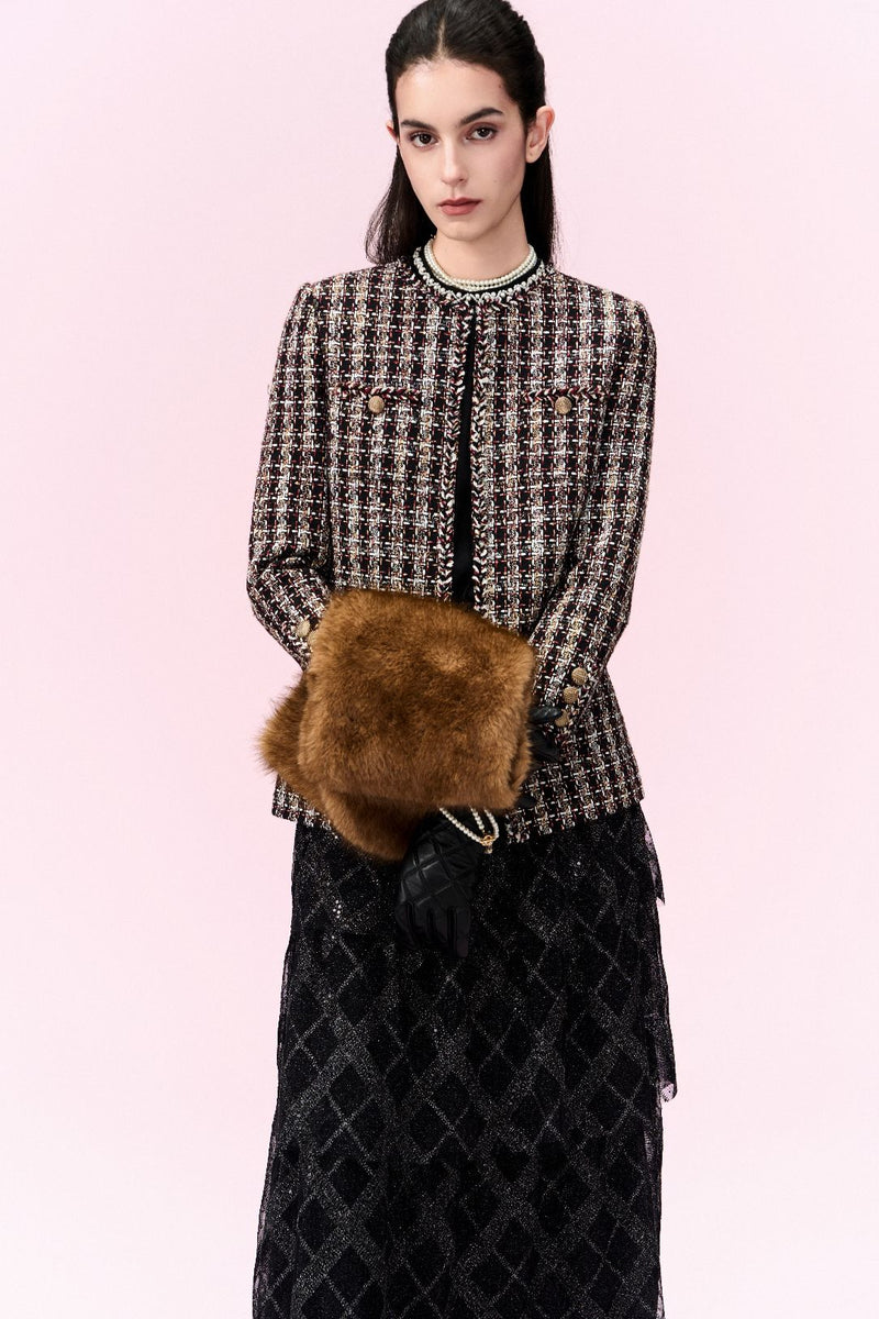 Checked Welt-pocket Tweed Coat