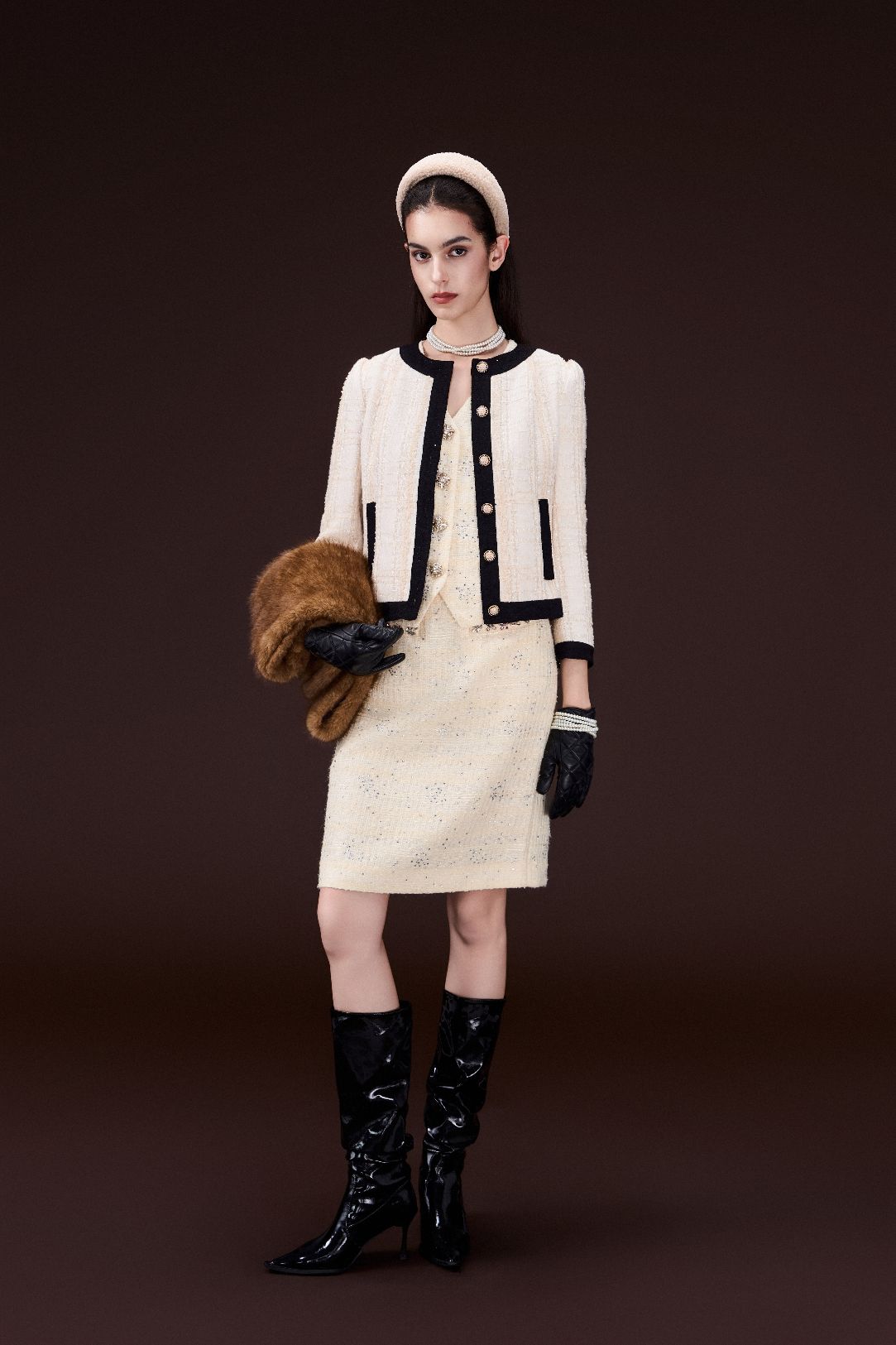 Lurex-Checked Tweed Jacket