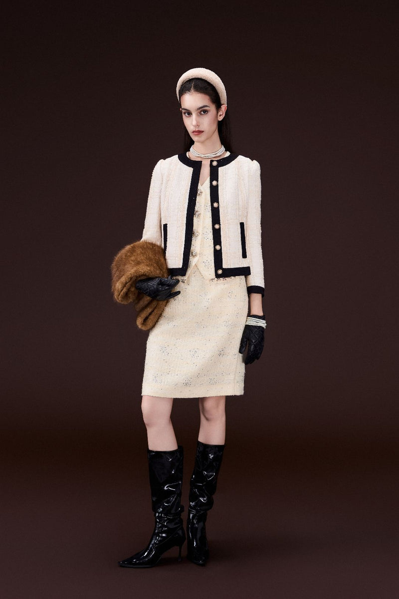 Lurex-Checked Tweed Jacket