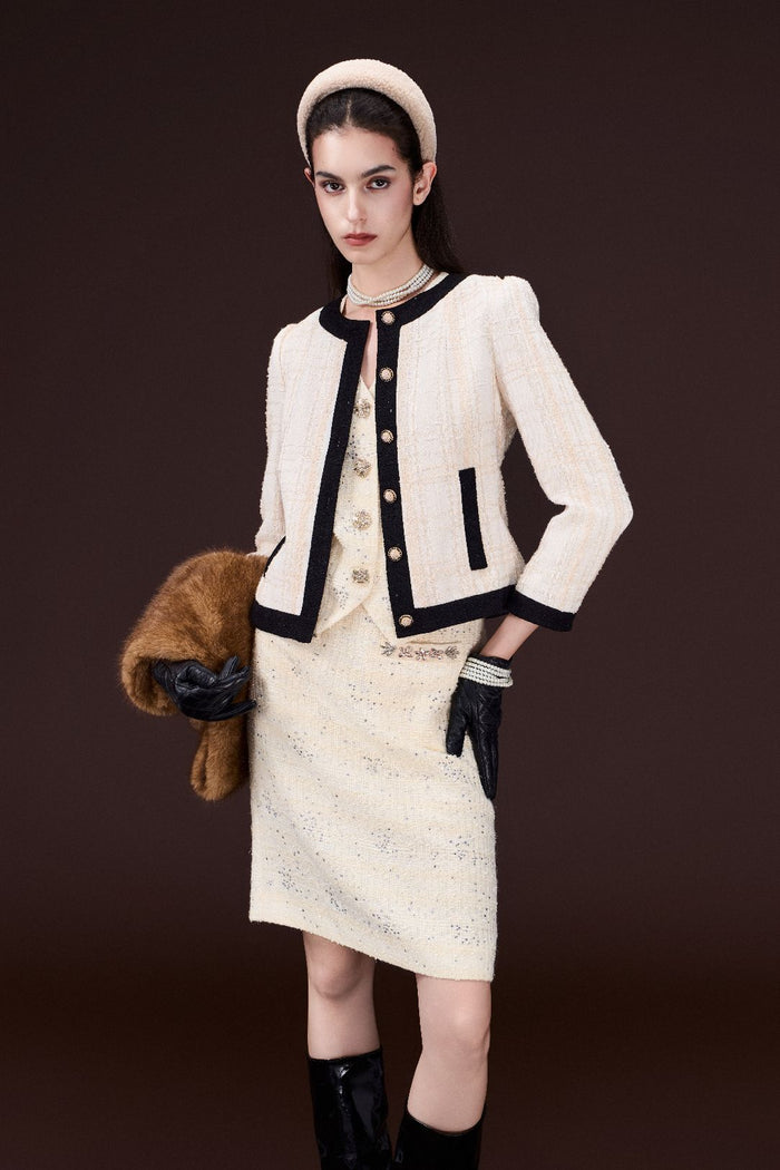 Lurex-Checked Tweed Jacket