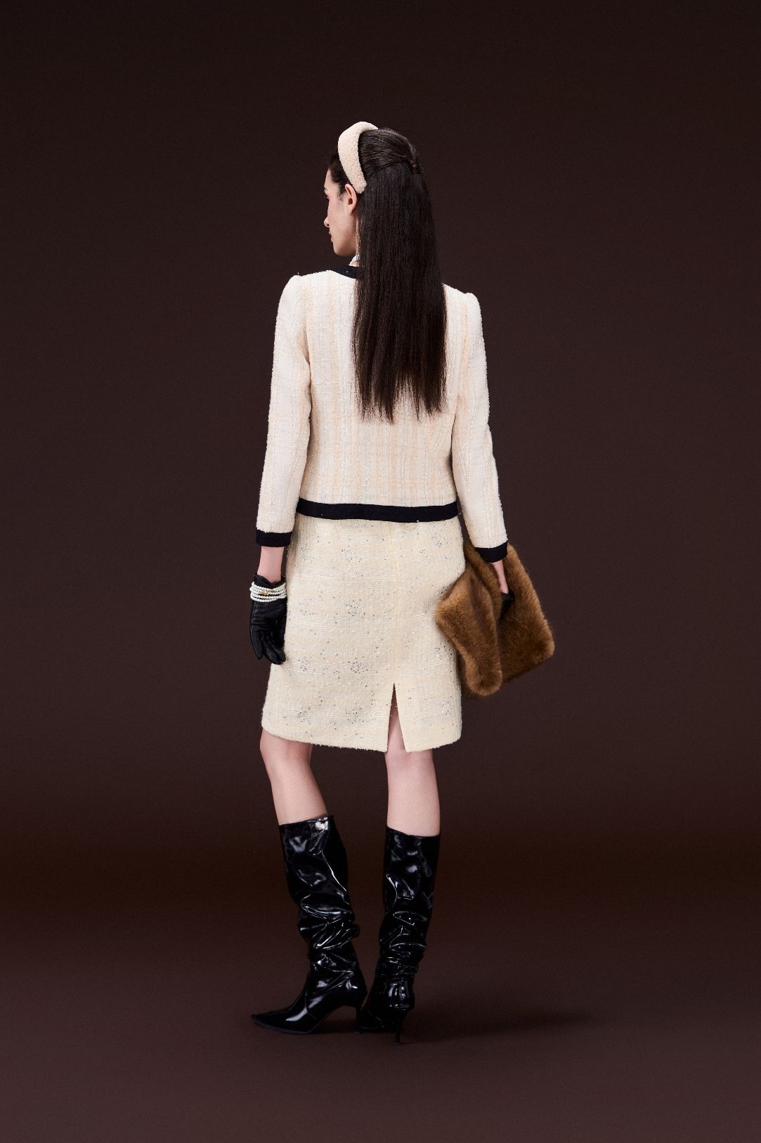 Lurex-Checked Tweed Jacket