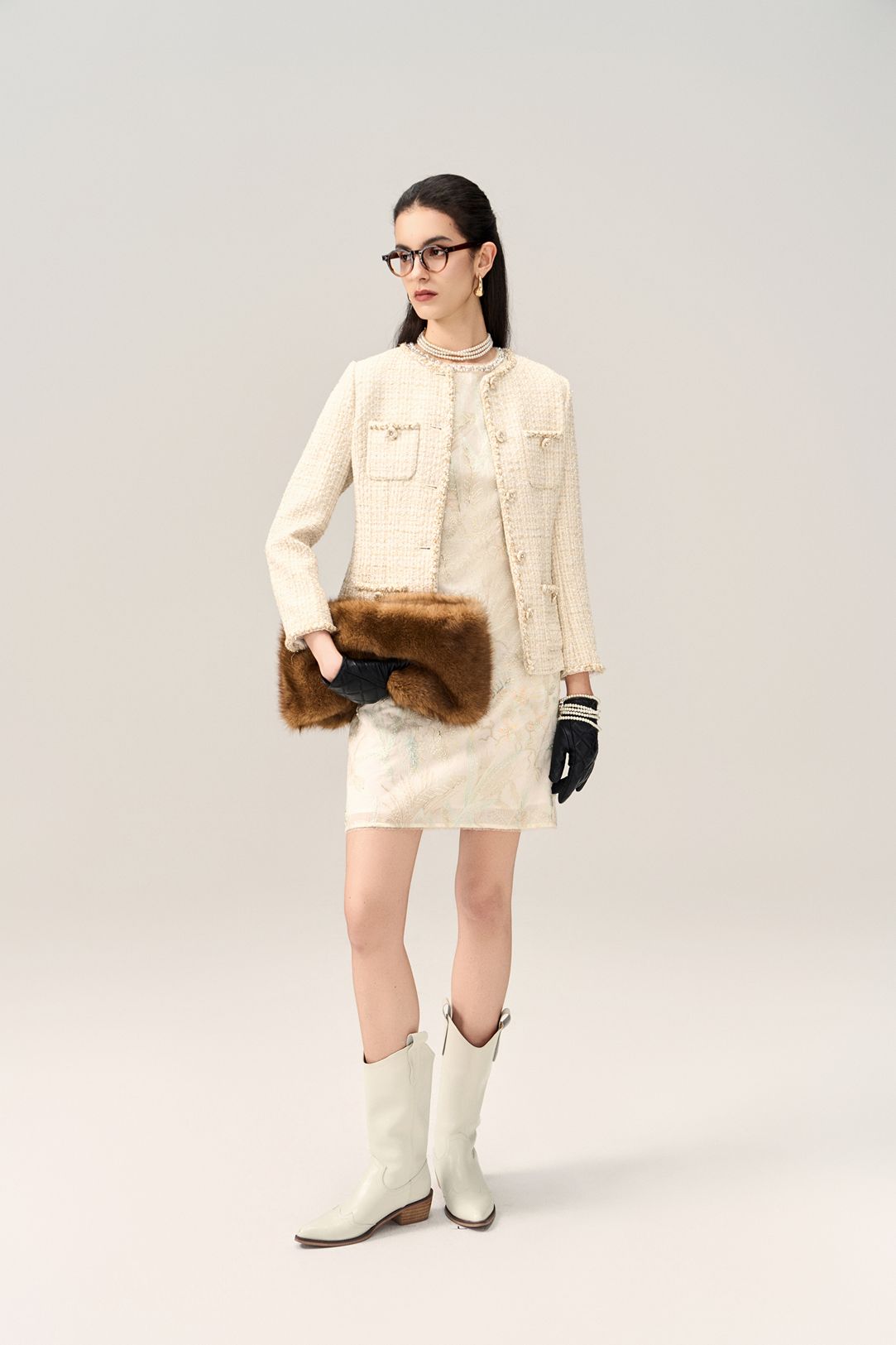 Braided-Trim Tweed Jacket