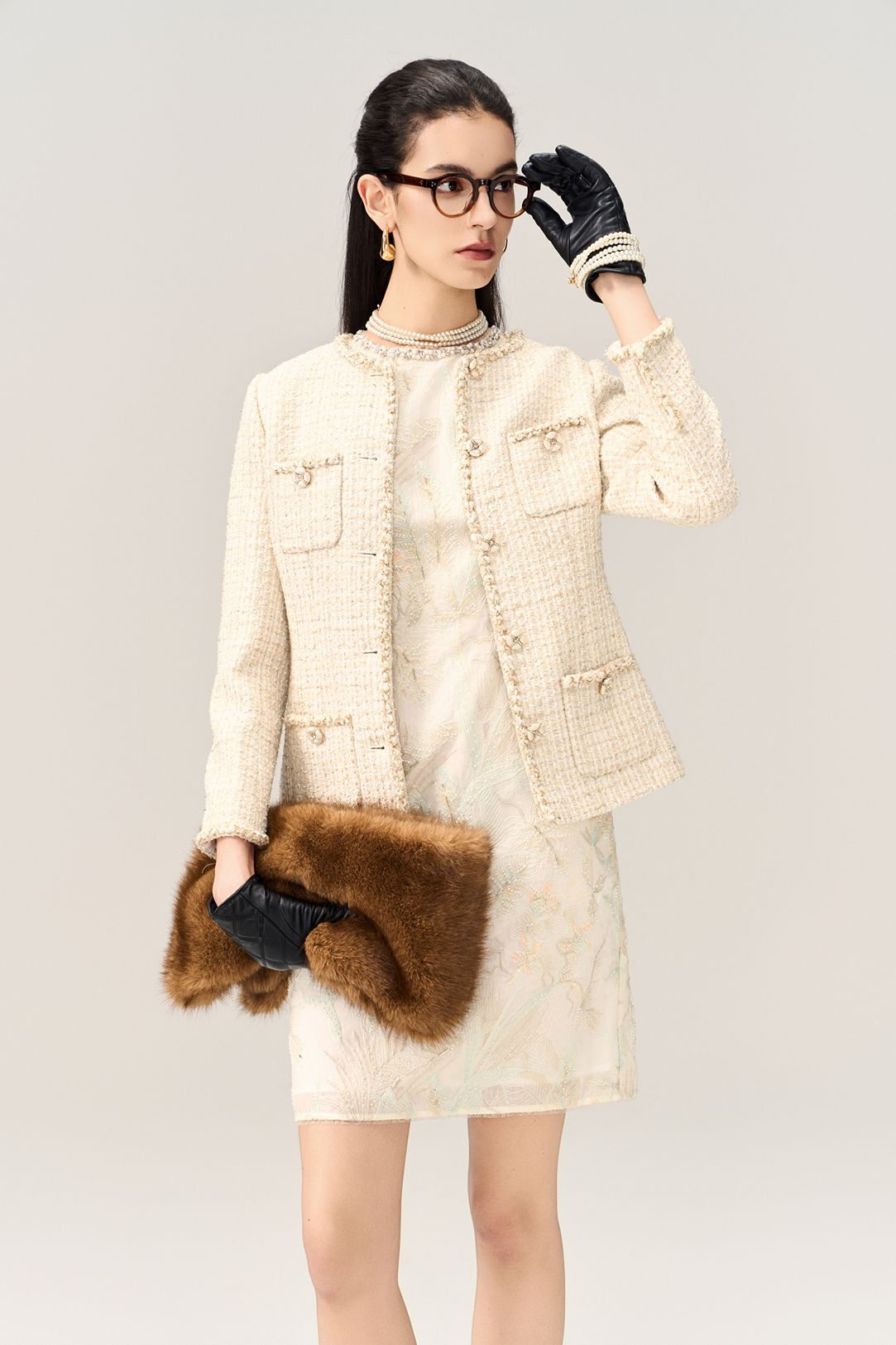 Braided-Trim Tweed Jacket