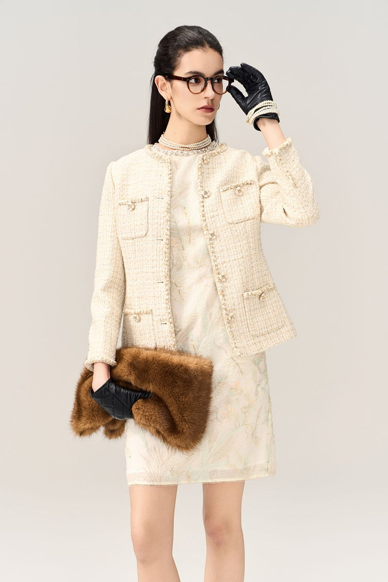 Braided-Trim Tweed Jacket