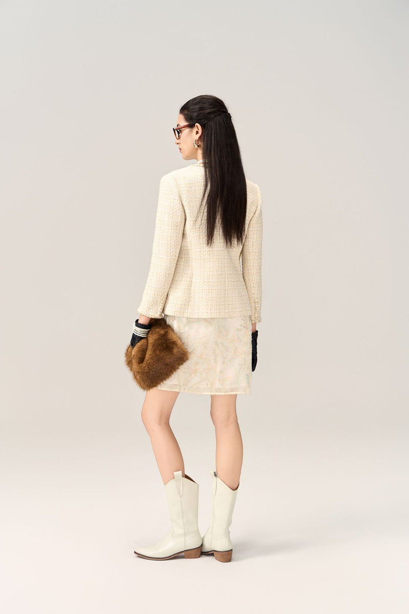 Braided-Trim Tweed Jacket