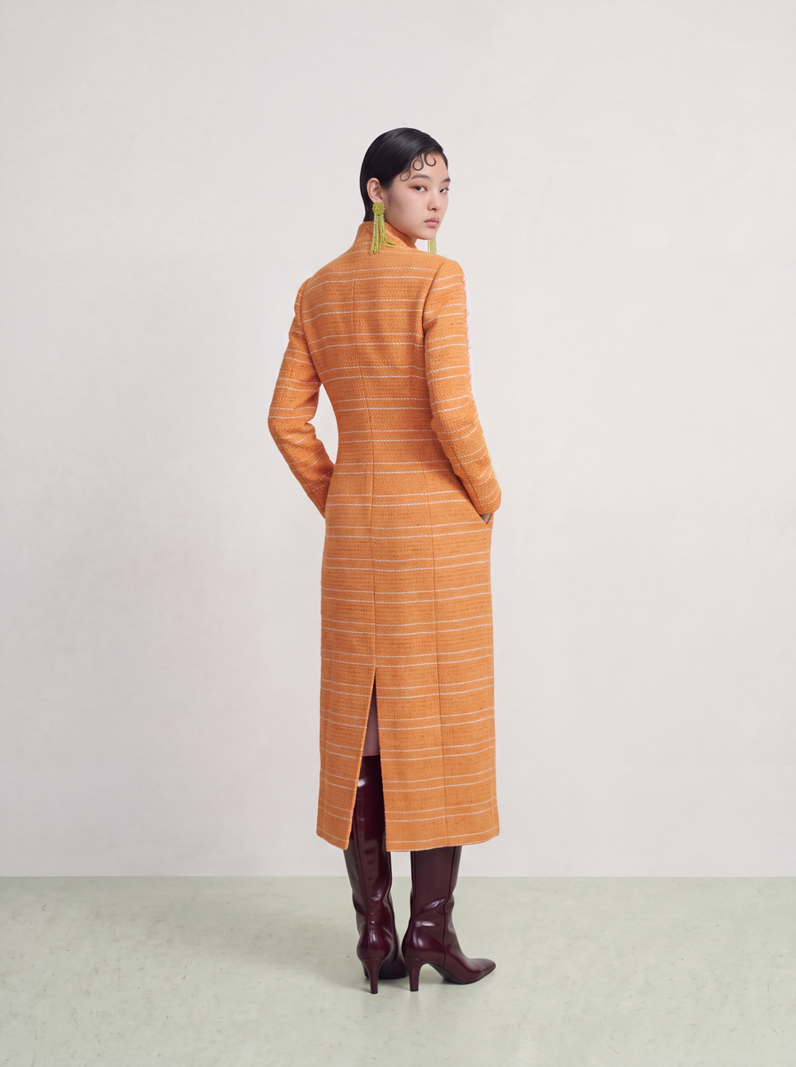 Orange Tweed Cristal Perlé Coat