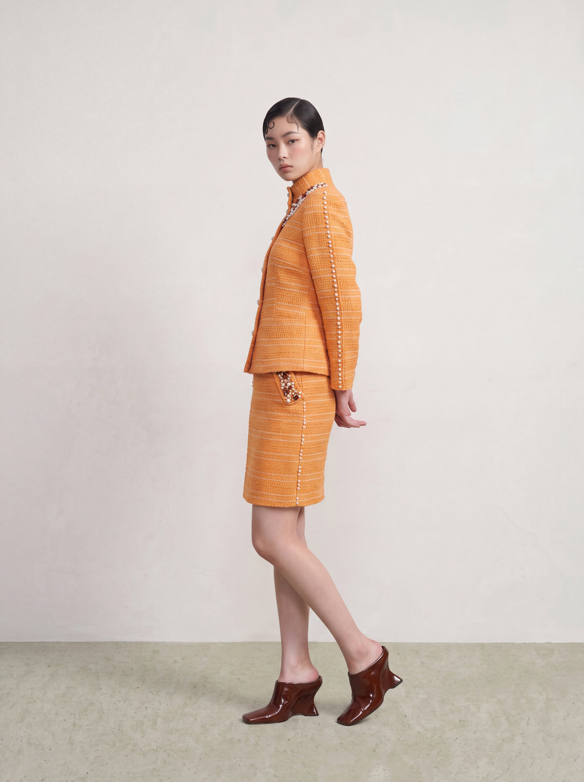 Orange Tweed Perle Bijou Jacket