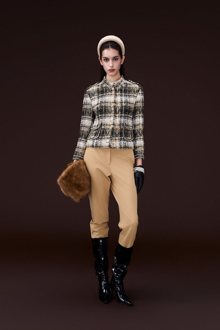 Chain-belt Slim-fit Chiffon Trousers