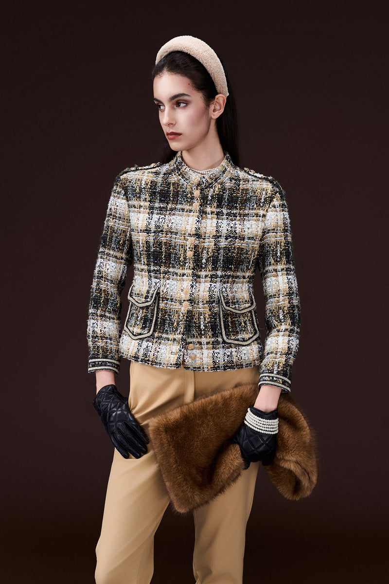 Checked Gardient Golden-trim Jacket