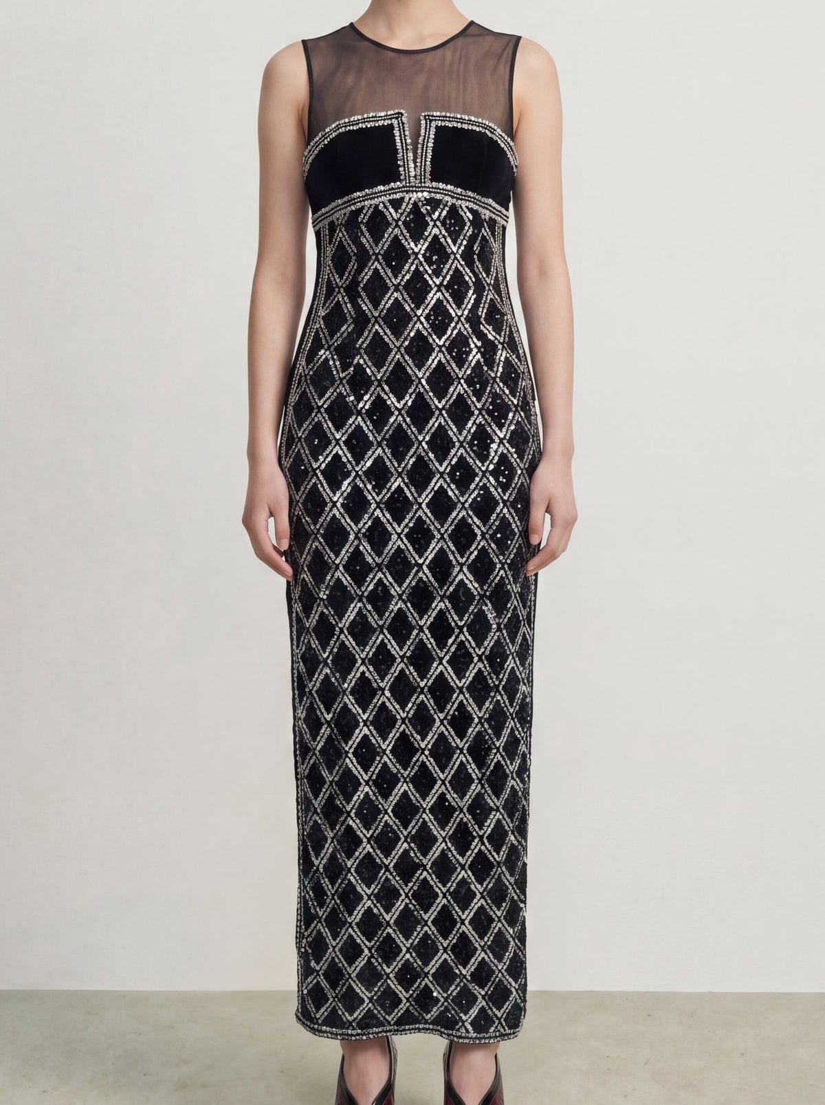 Noir Argent Lattice Gown