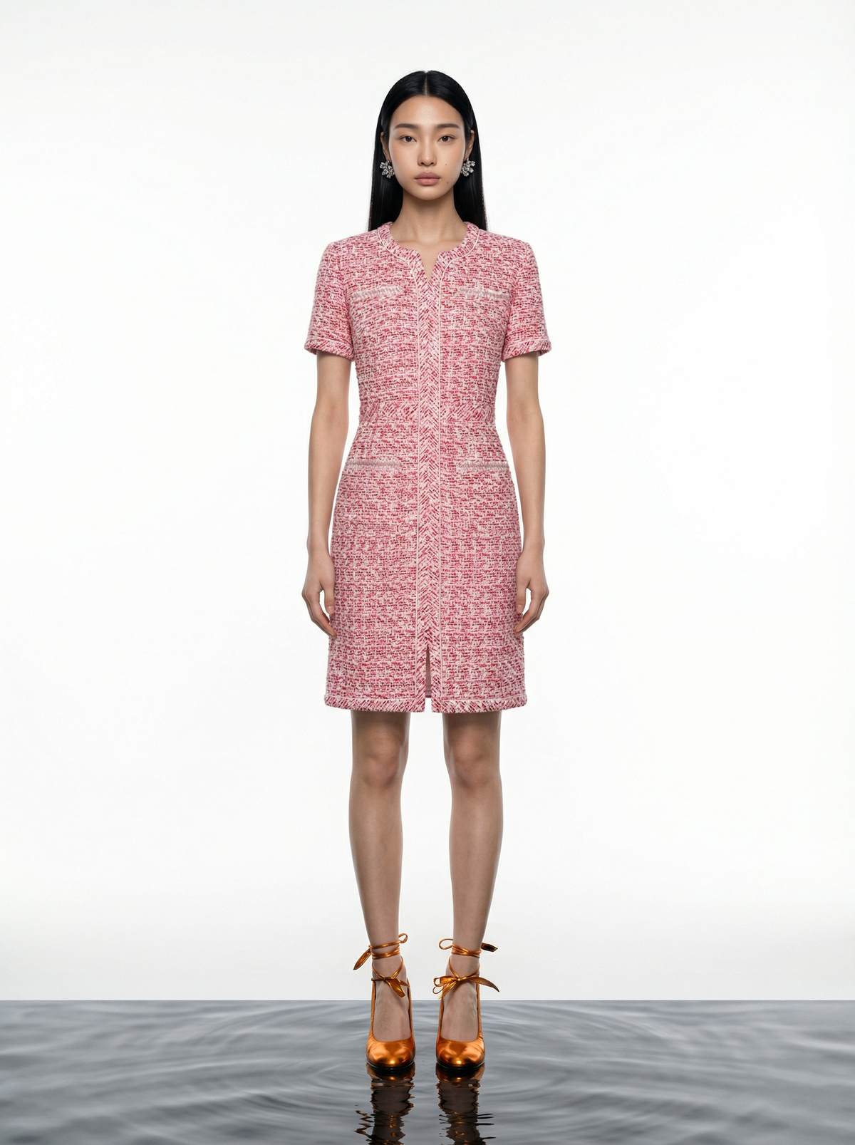 Crimson Weave Pocket Dress