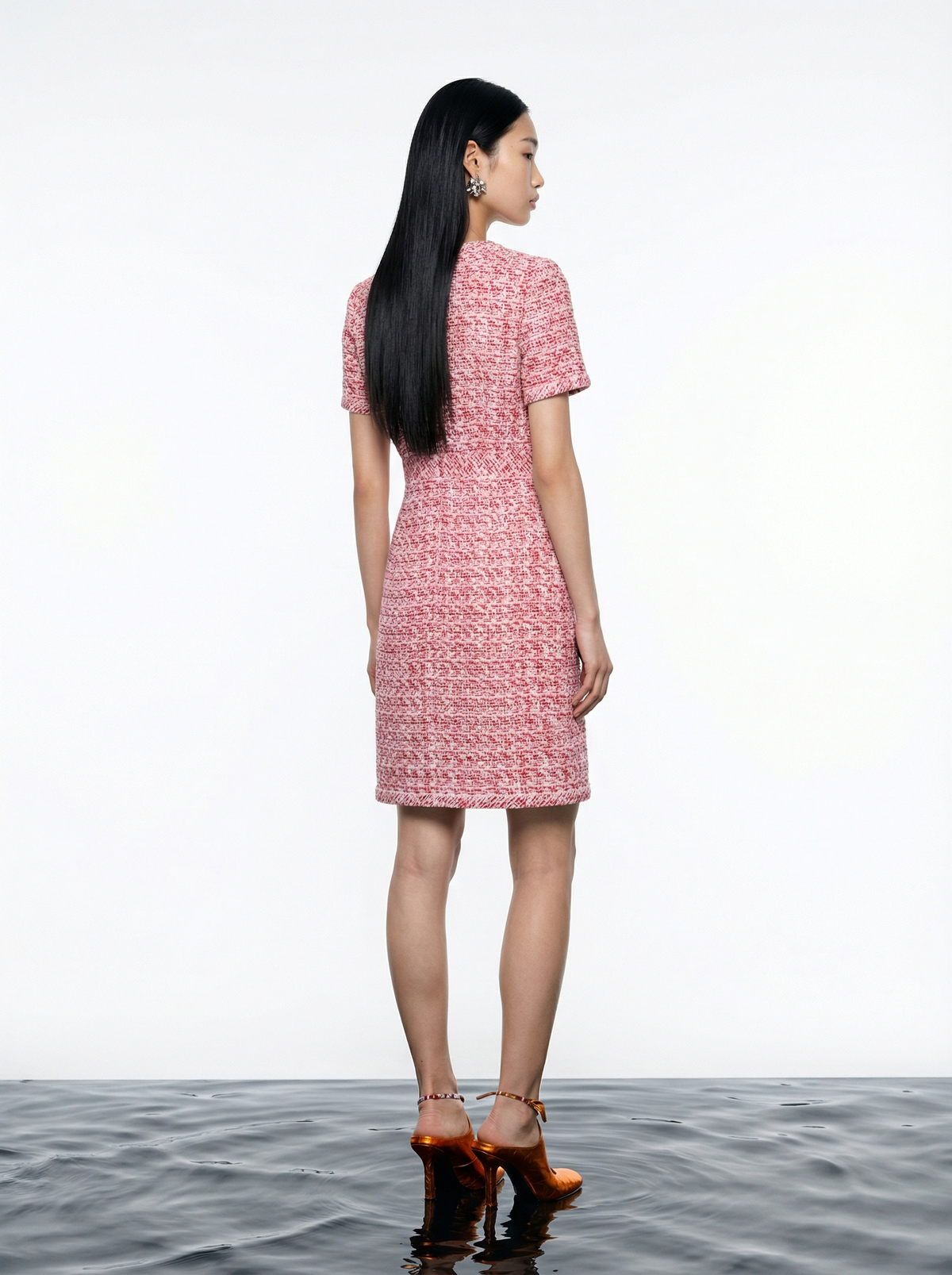 Crimson Weave Pocket Dress