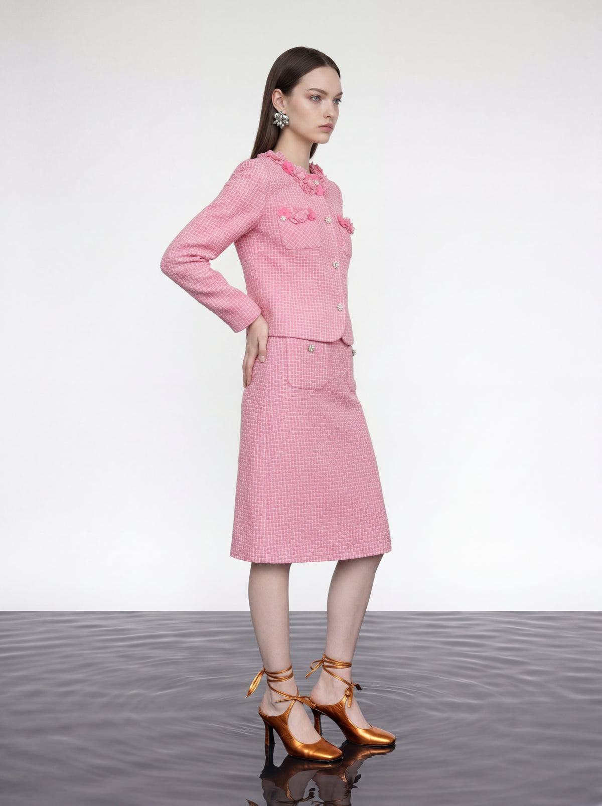 Rose Bloom Tweed Skirt
