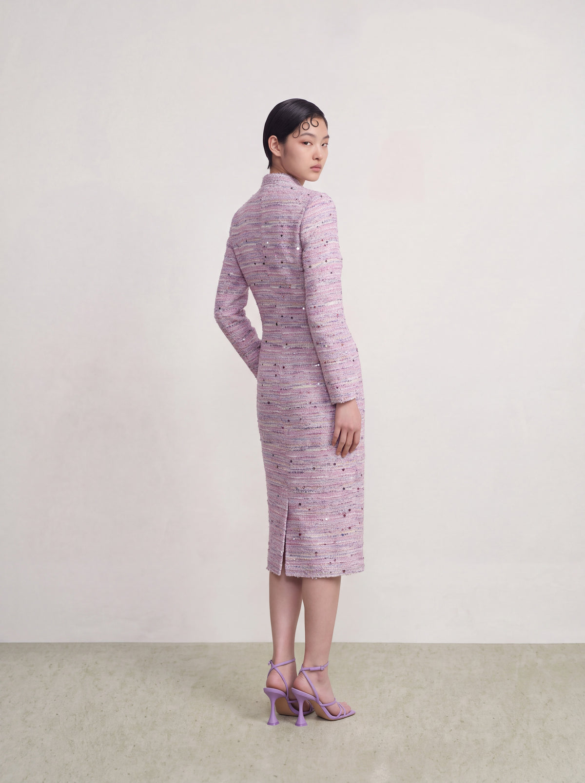 Rose Tweed Chevron Bijou Coat