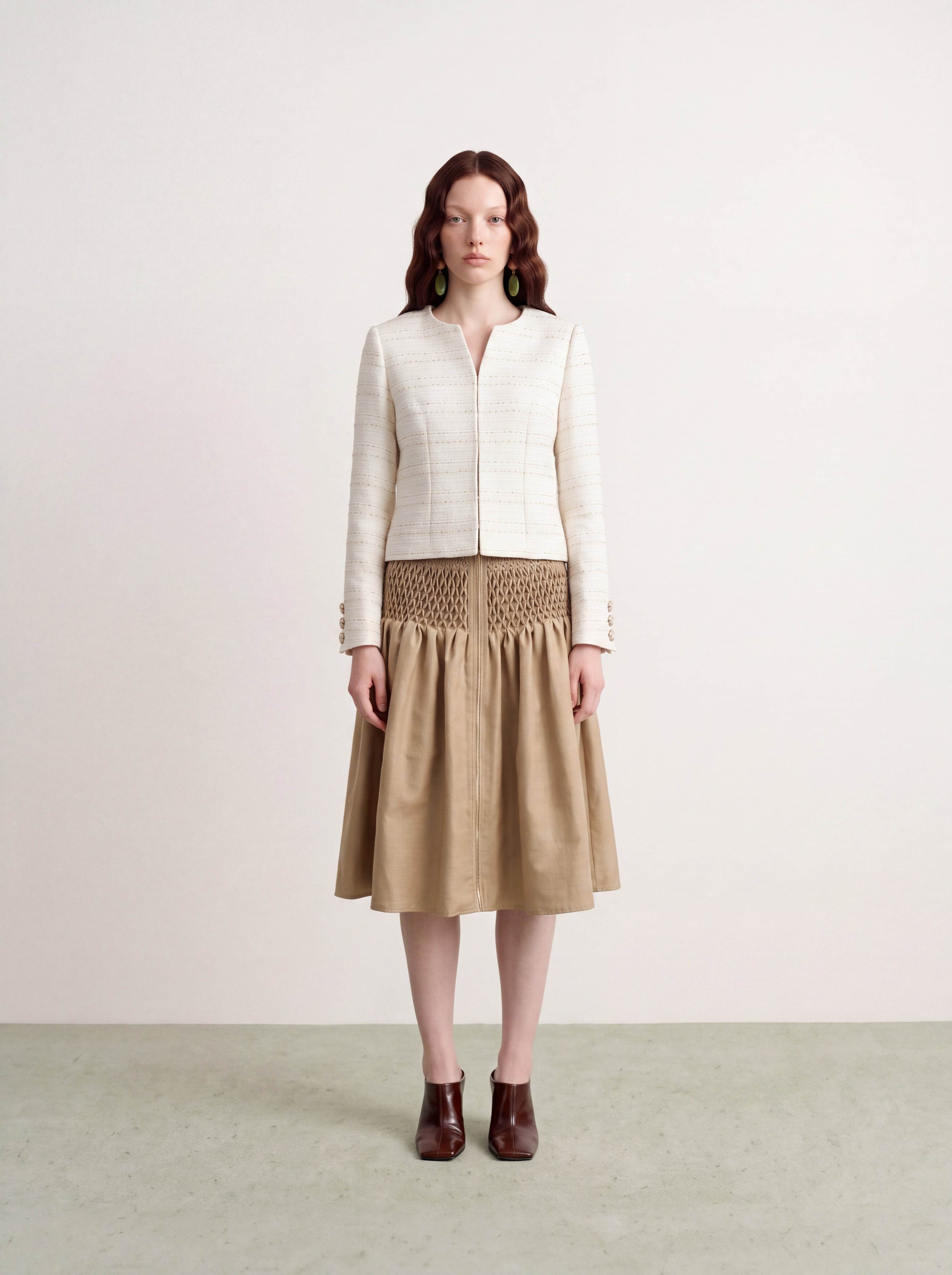 Crème Tweed Rayure Jacket