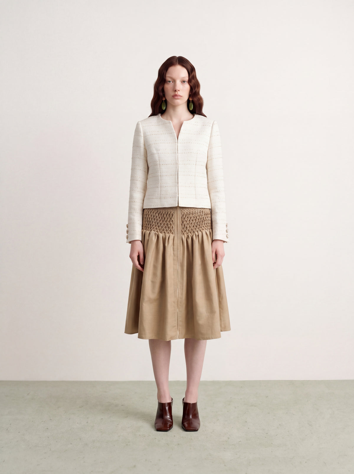 Crème Tweed Rayure Jacket