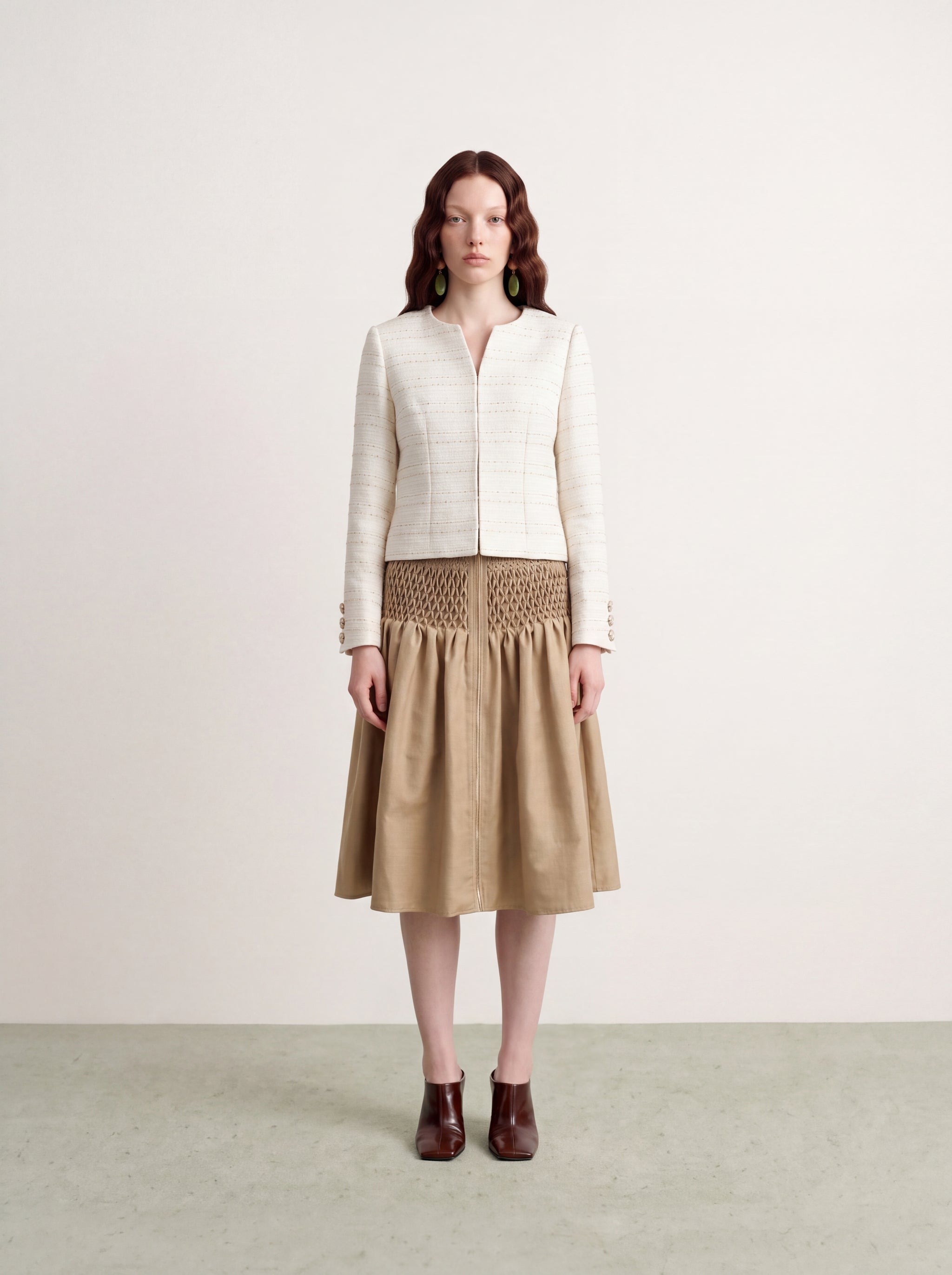 Crème Tweed Rayure Jacket