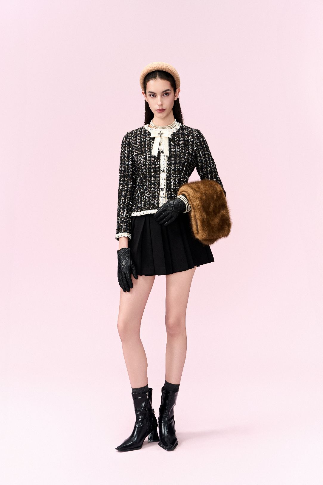 Bijou Bow Trim Tweed Jacket