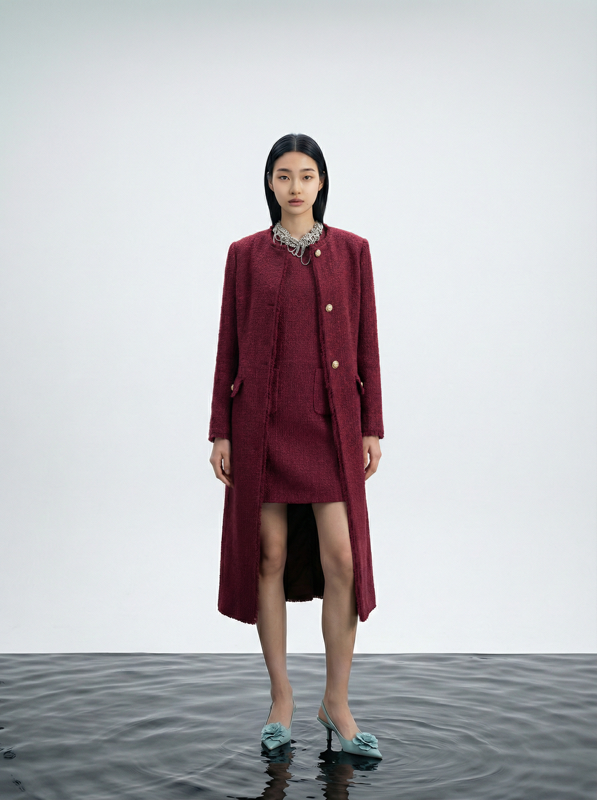 Bordeaux Bijou Pocket Dress