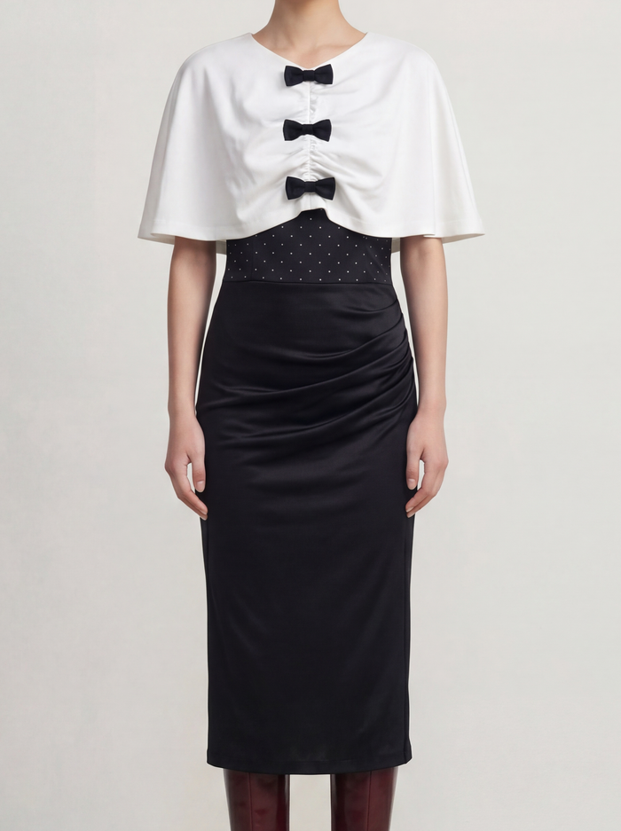 Noir Élégance Bow Dress