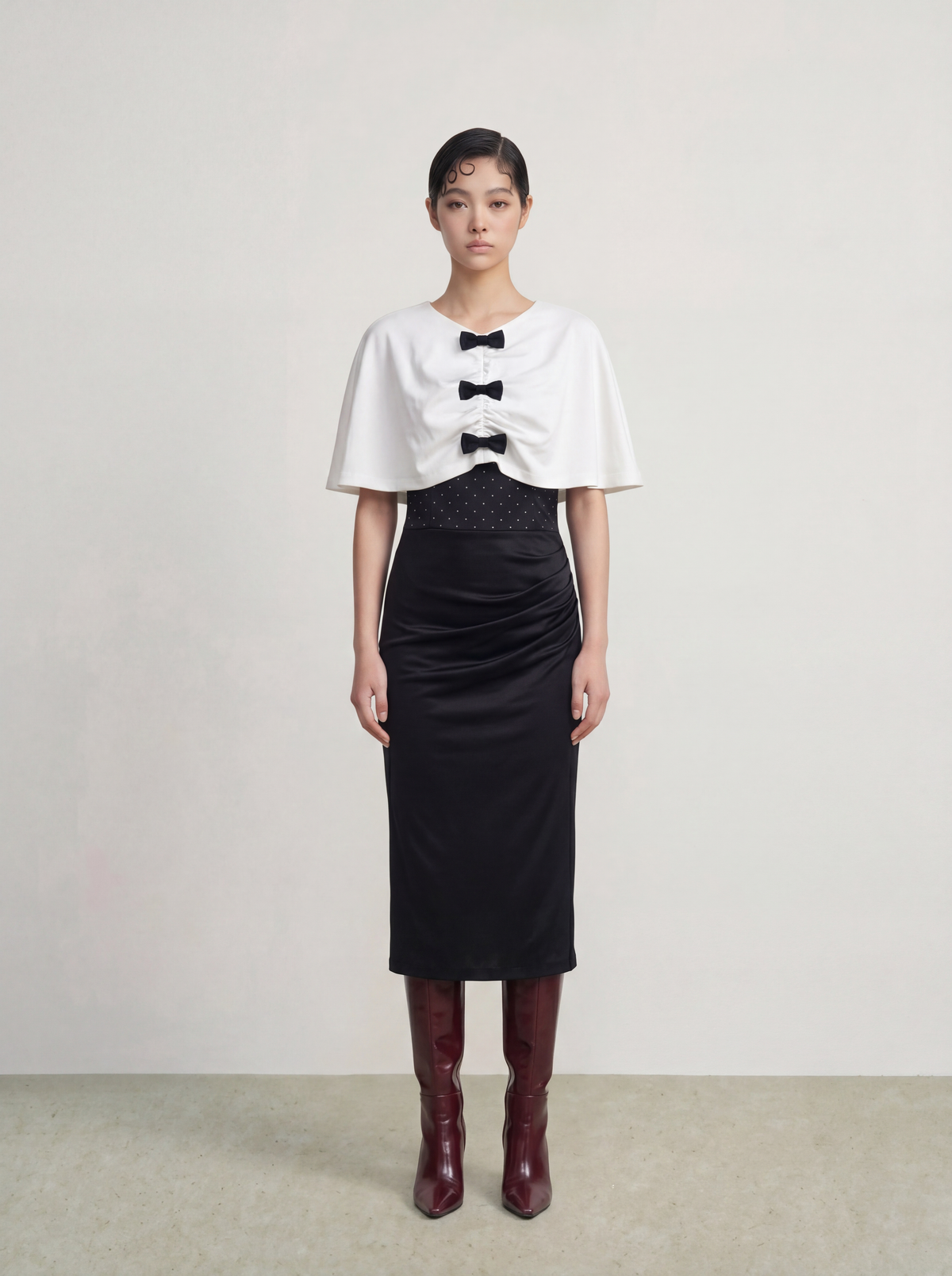 Noir Élégance Bow Dress