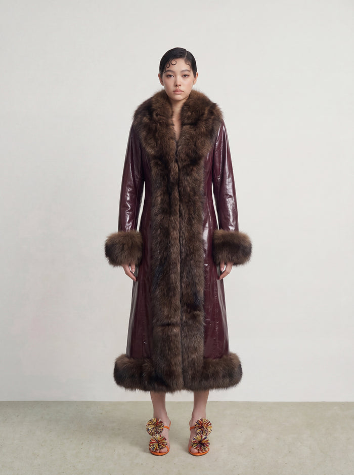 Bourgogne Fourrure Long Coat