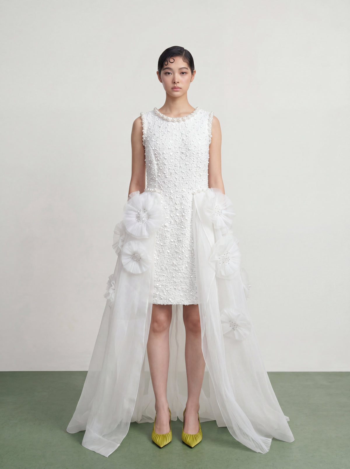 Ivory Fleur Cascade Dress