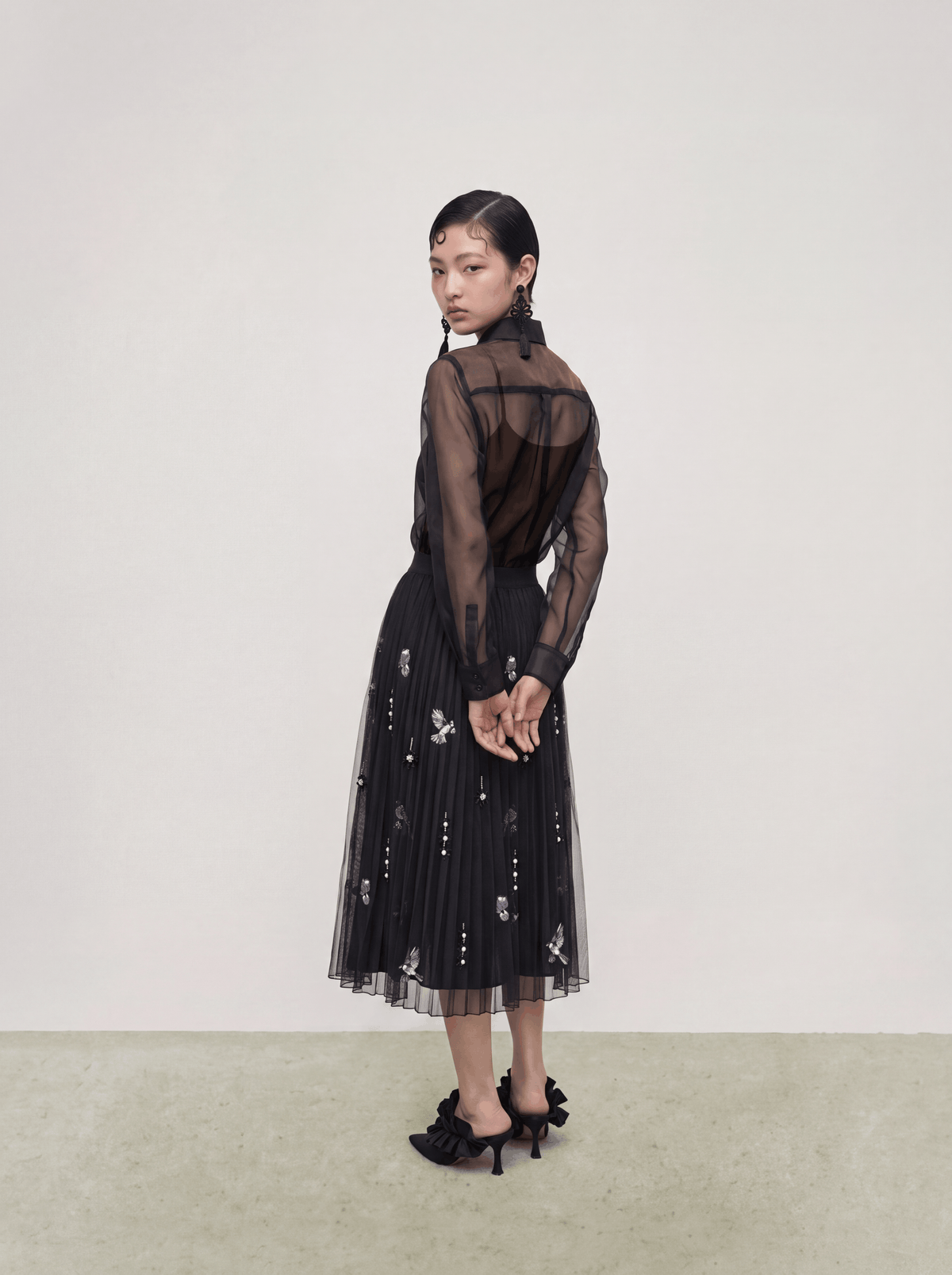 Noir Volant Majesté Sheer Blouse