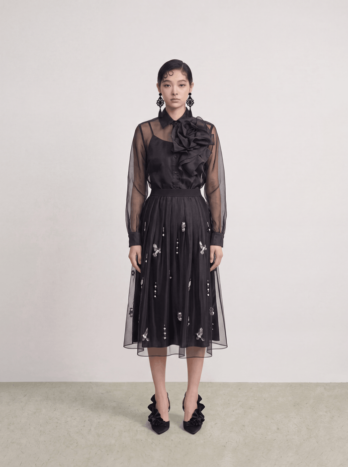 Noir Volant Majesté Sheer Blouse