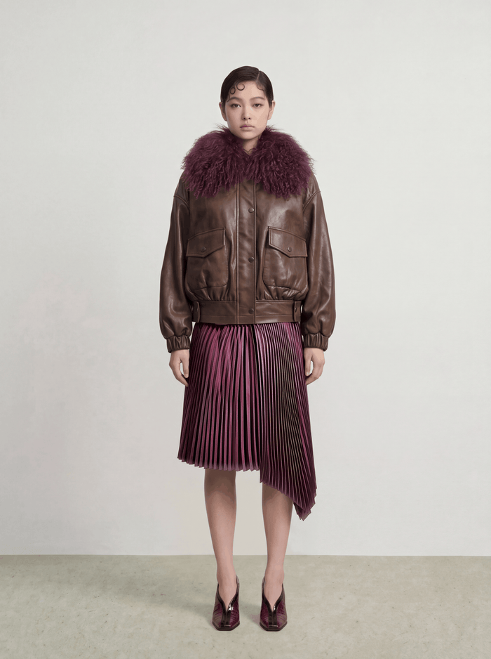 Cuir Bourgogne Fourrure Jacket