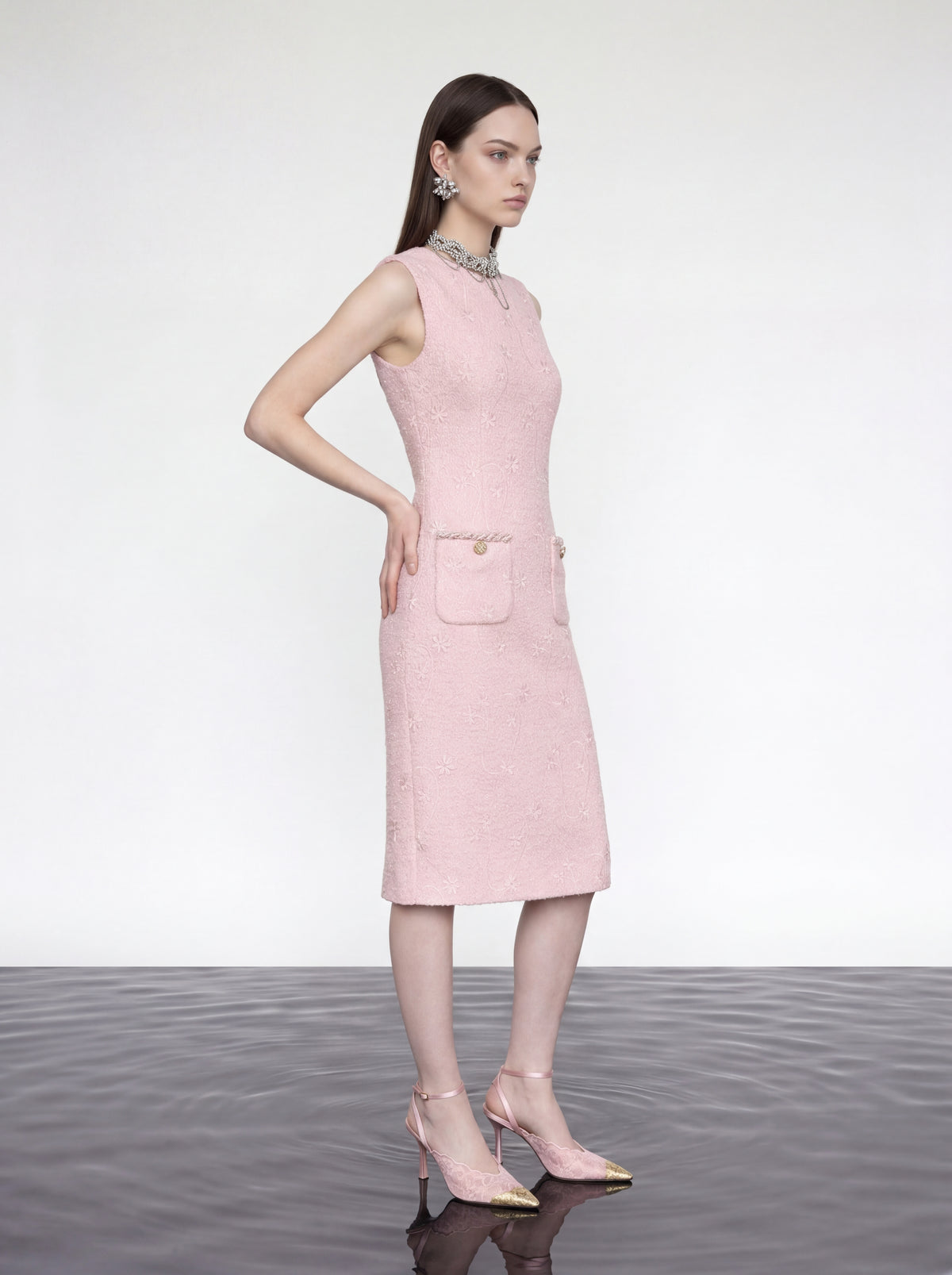Blush Elegance Embroidered Dress
