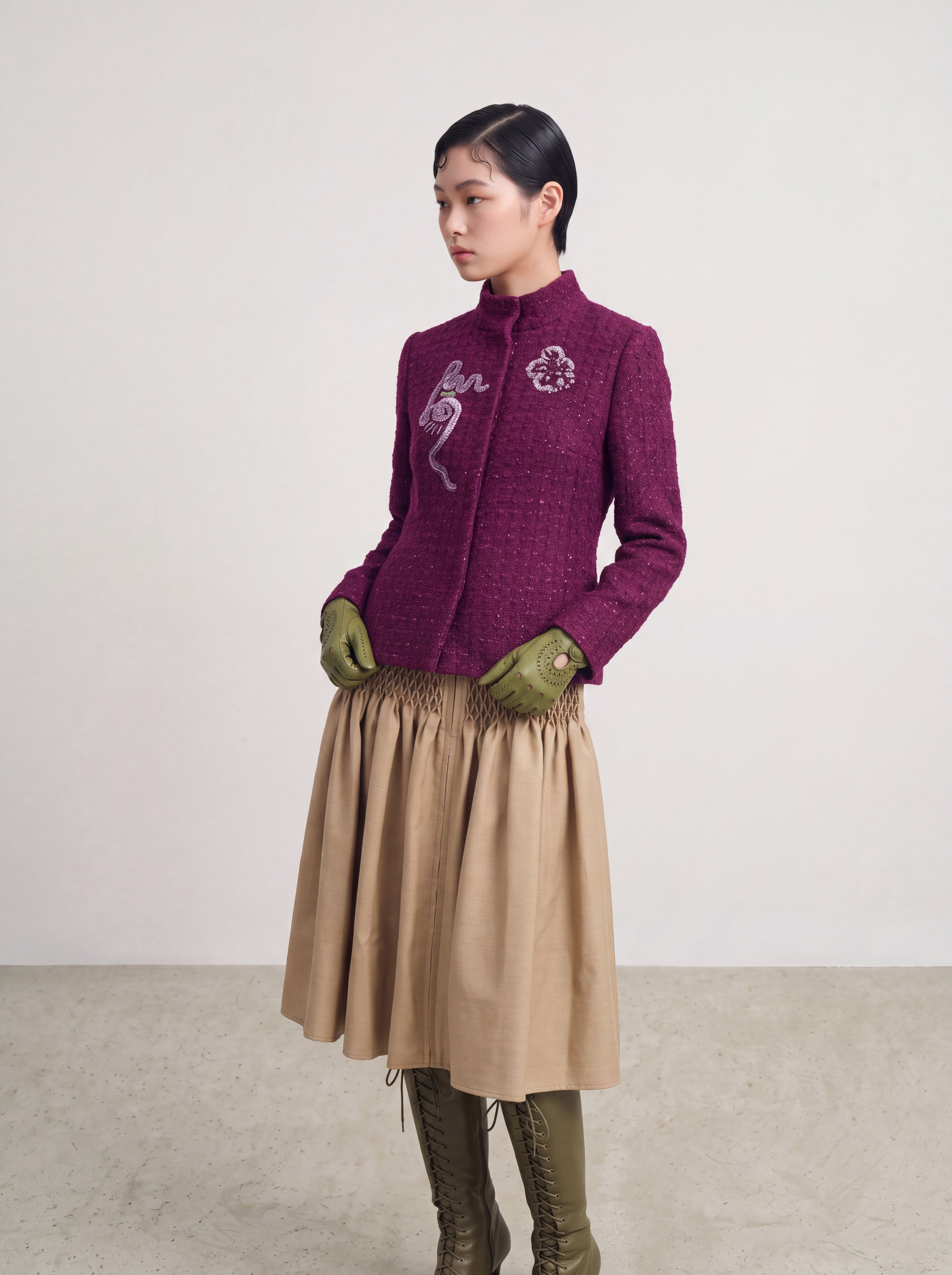 Violet Tweed Fun Fleur Jacket