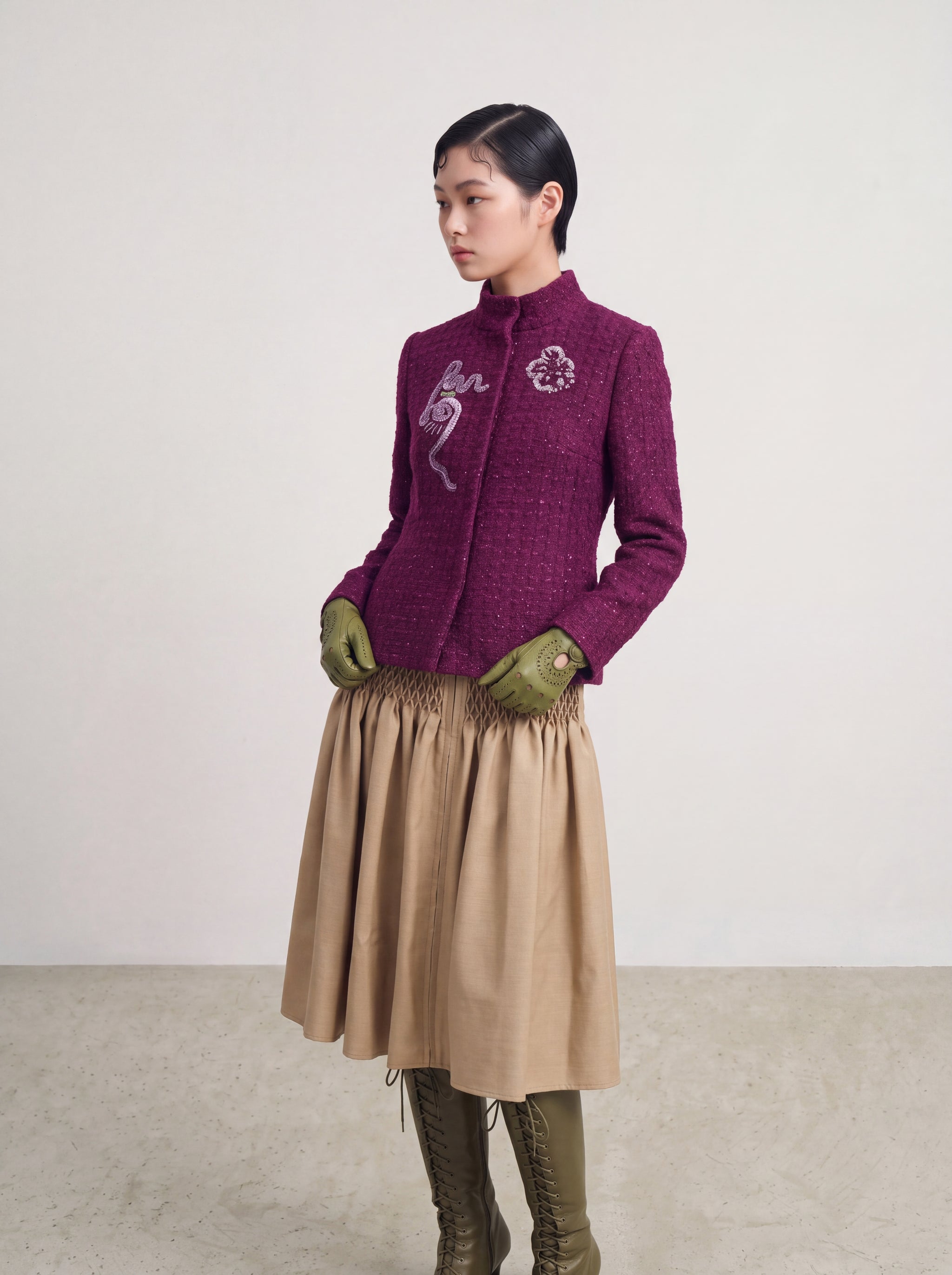 Violet Tweed Fun Fleur Jacket