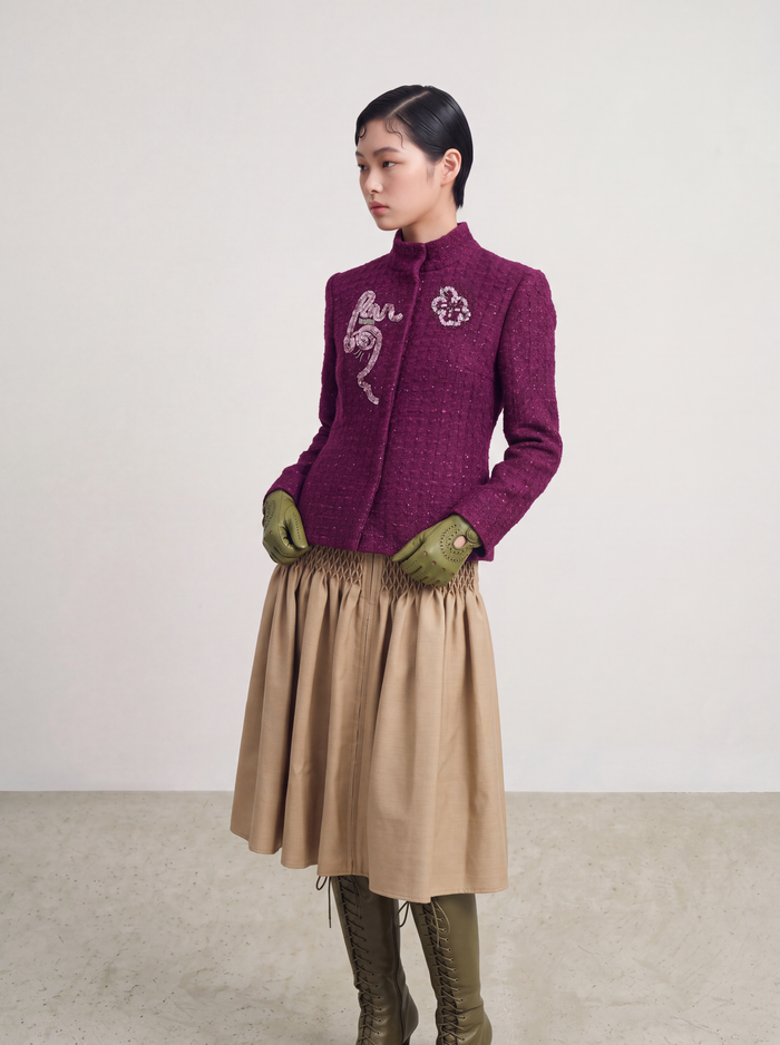 Violet Tweed Fun Fleur Jacket