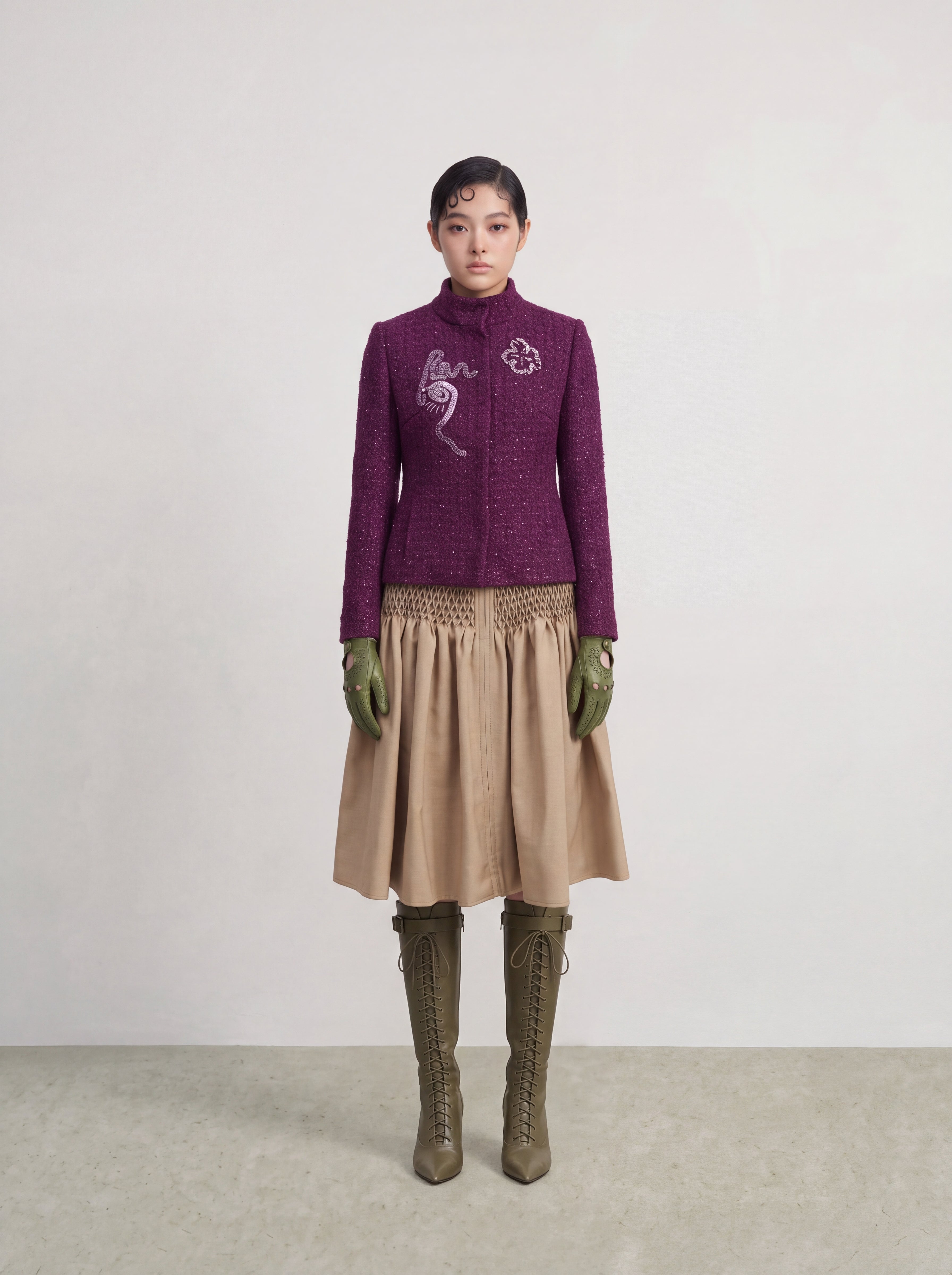 Violet Tweed Fun Fleur Jacket