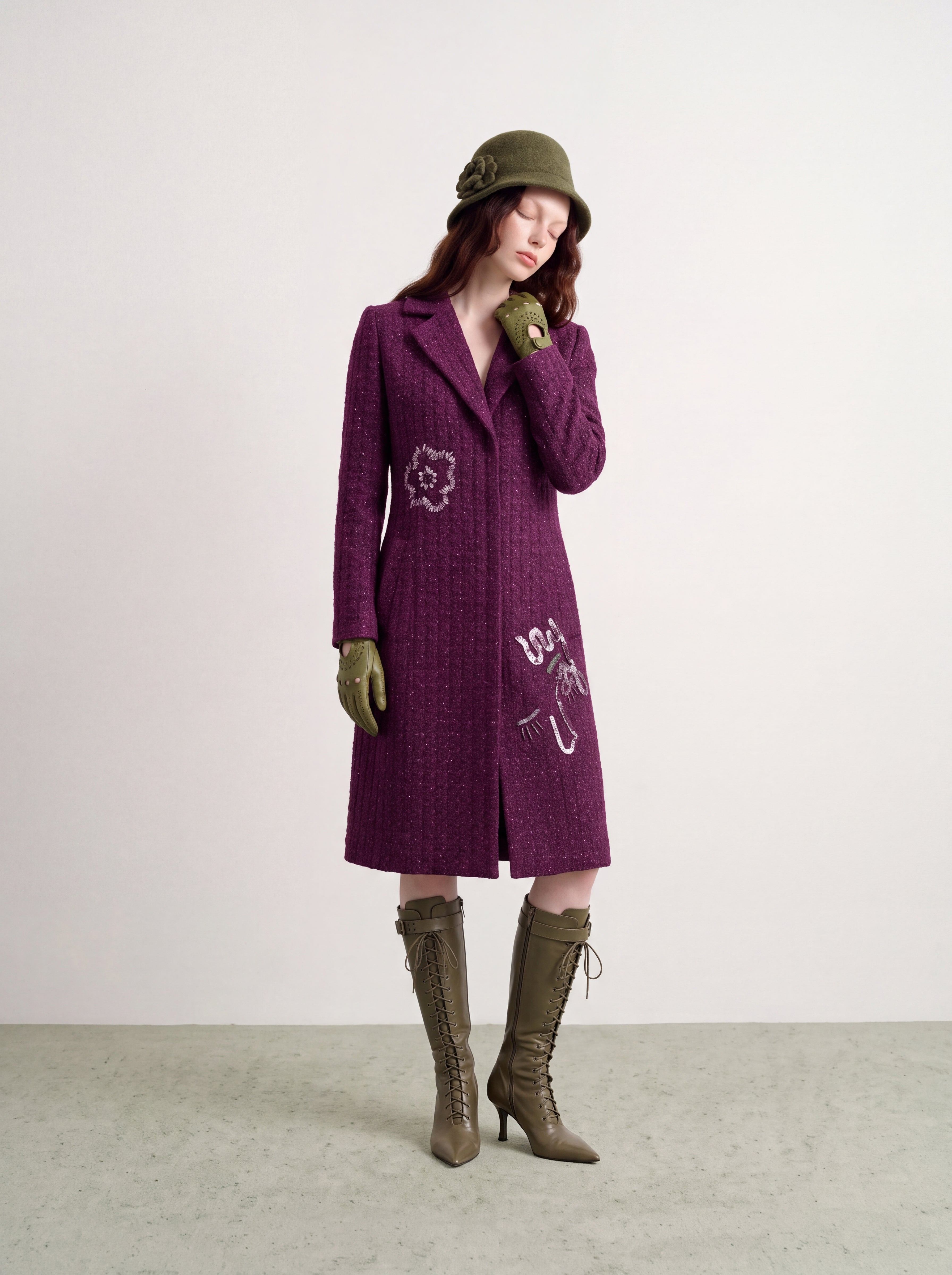 Violet Tweed Fleur Argent Coat