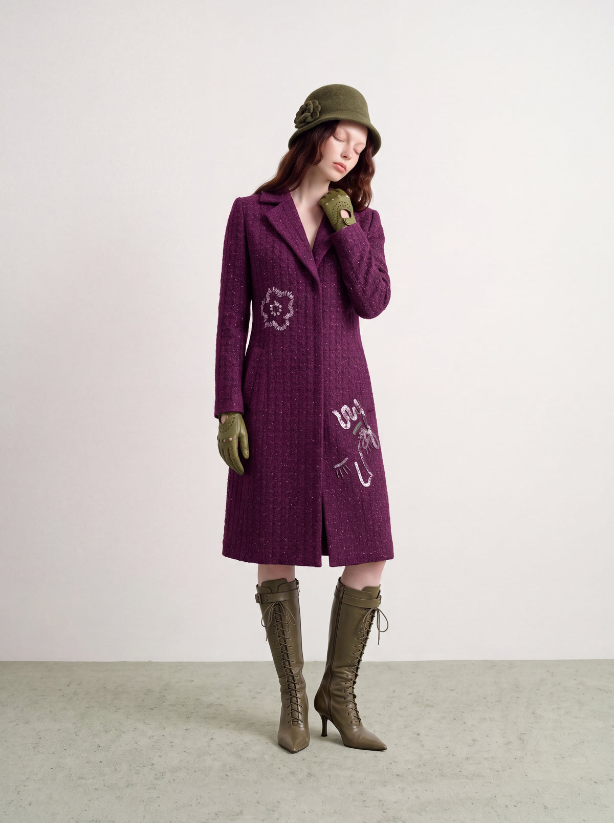 Violet Tweed Fleur Argent Coat