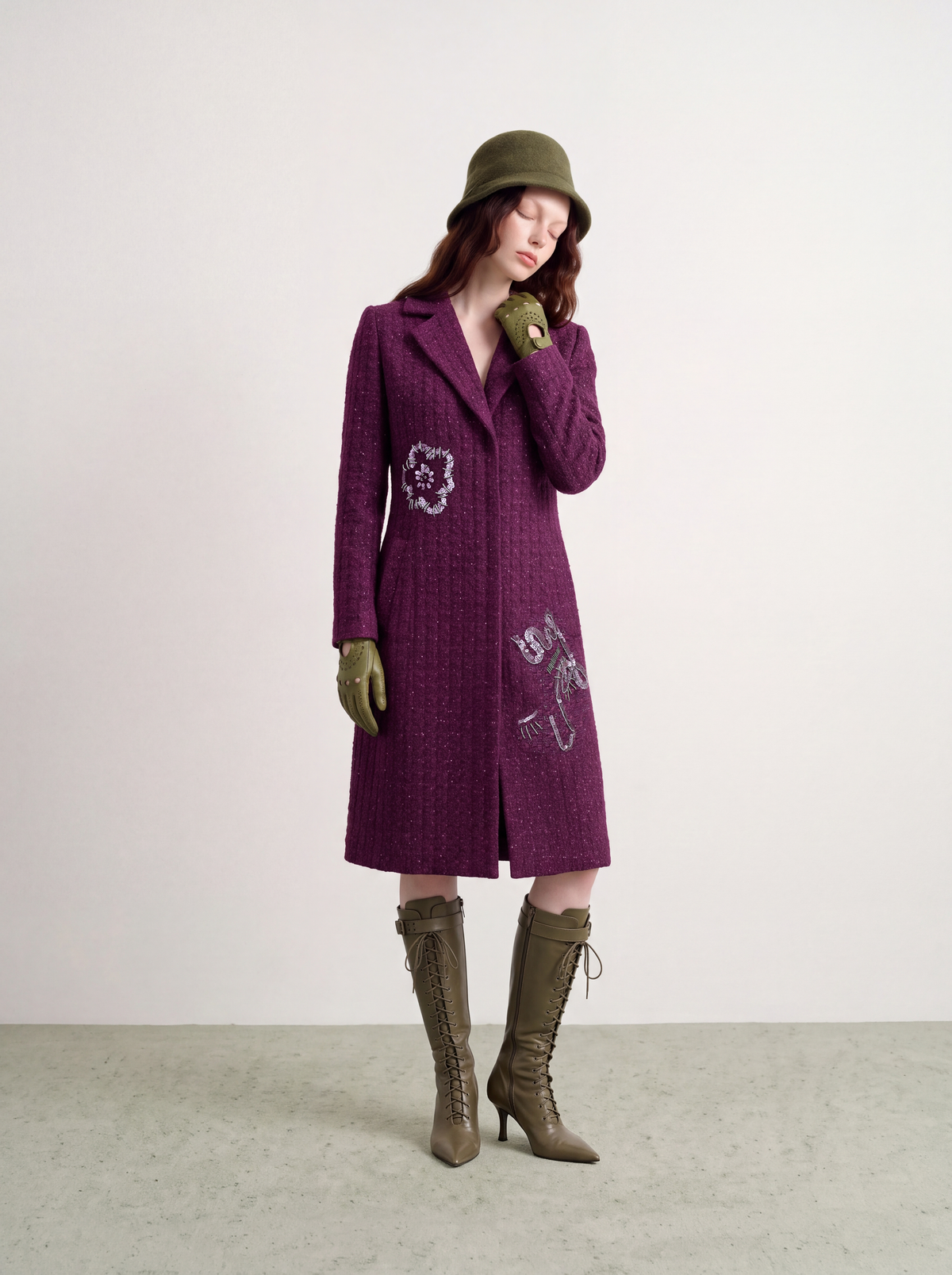 Violet Tweed Fleur Argent Coat