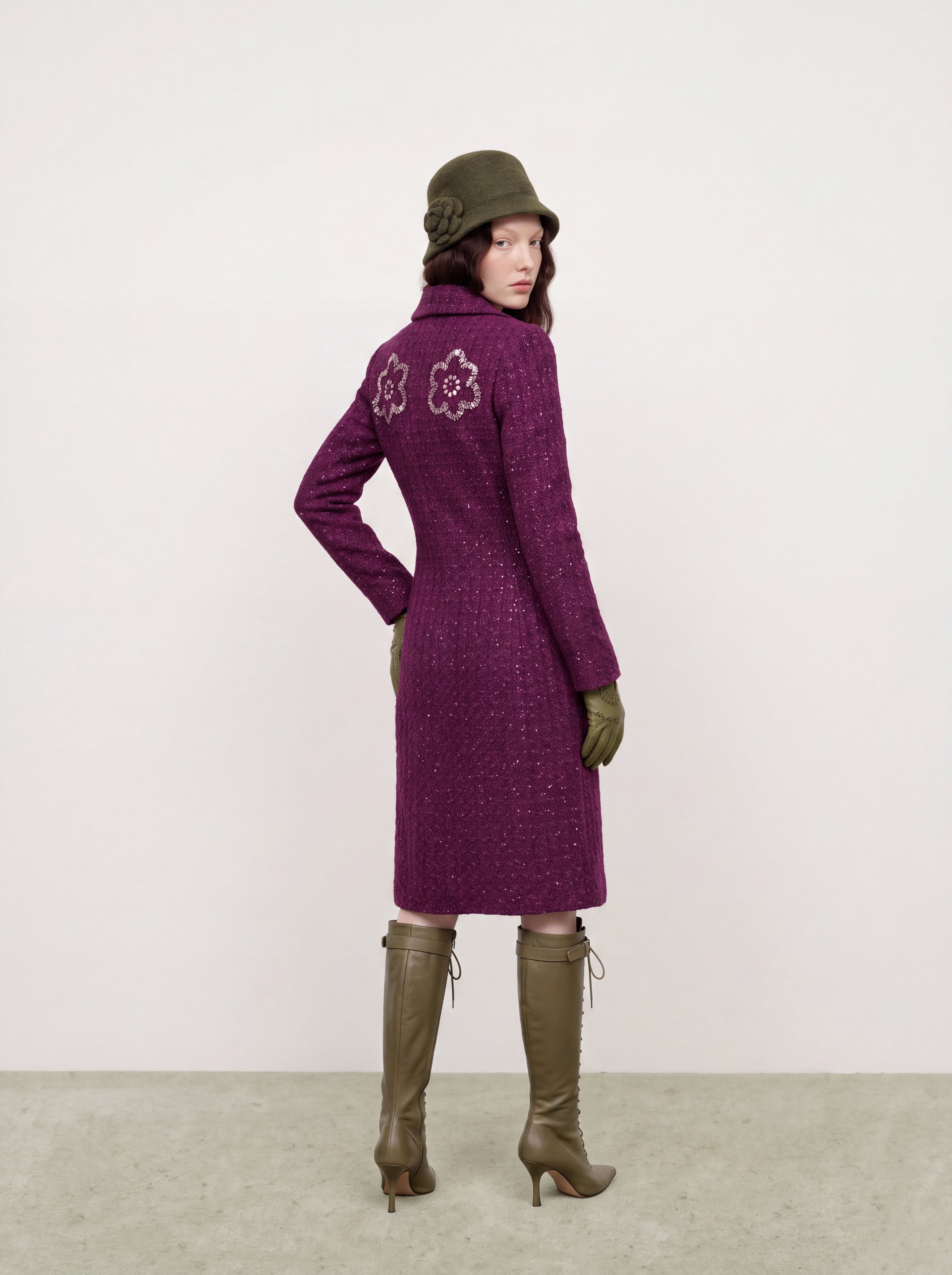 Violet Tweed Fleur Argent Coat