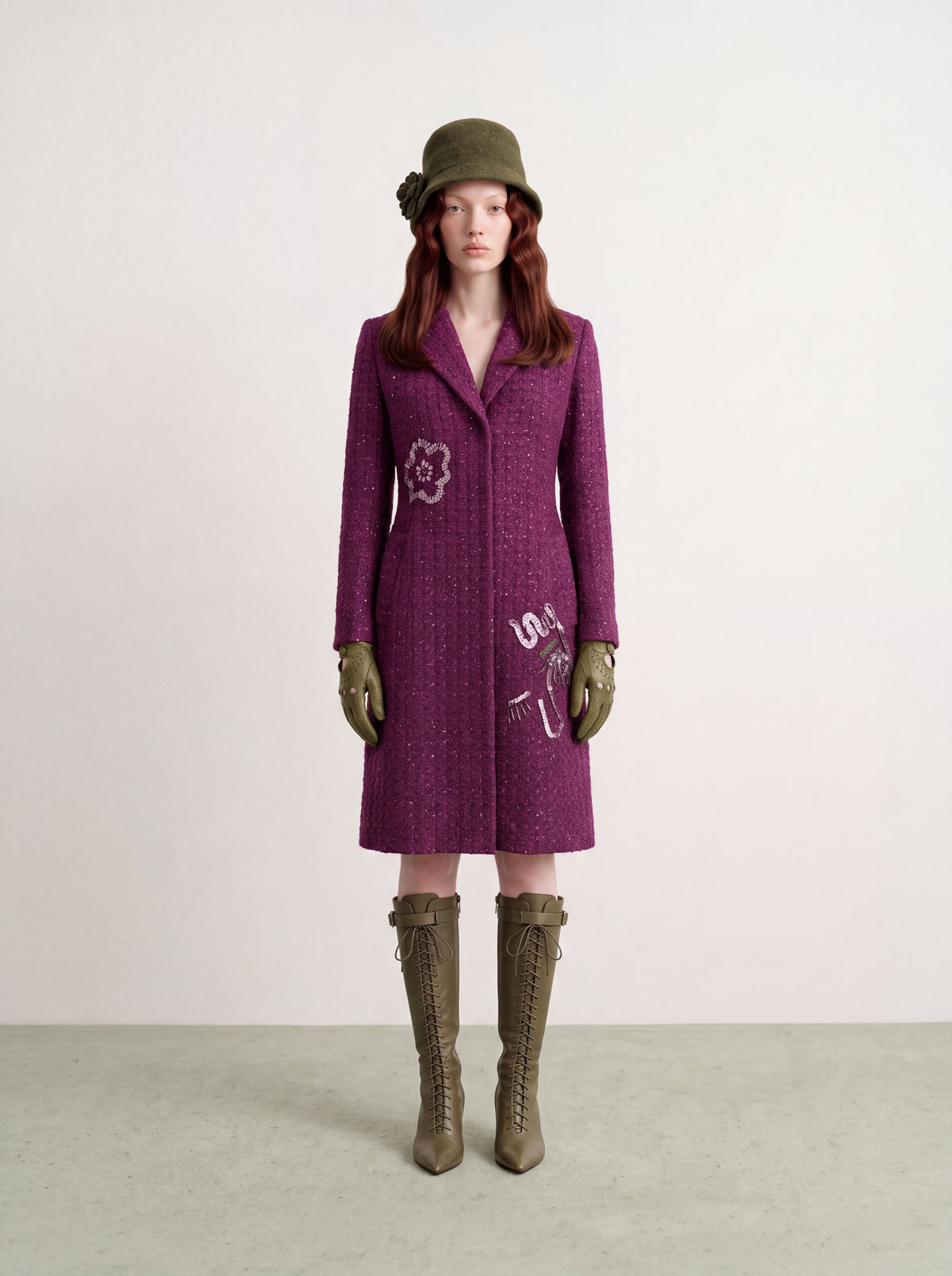 Violet Tweed Fleur Argent Coat