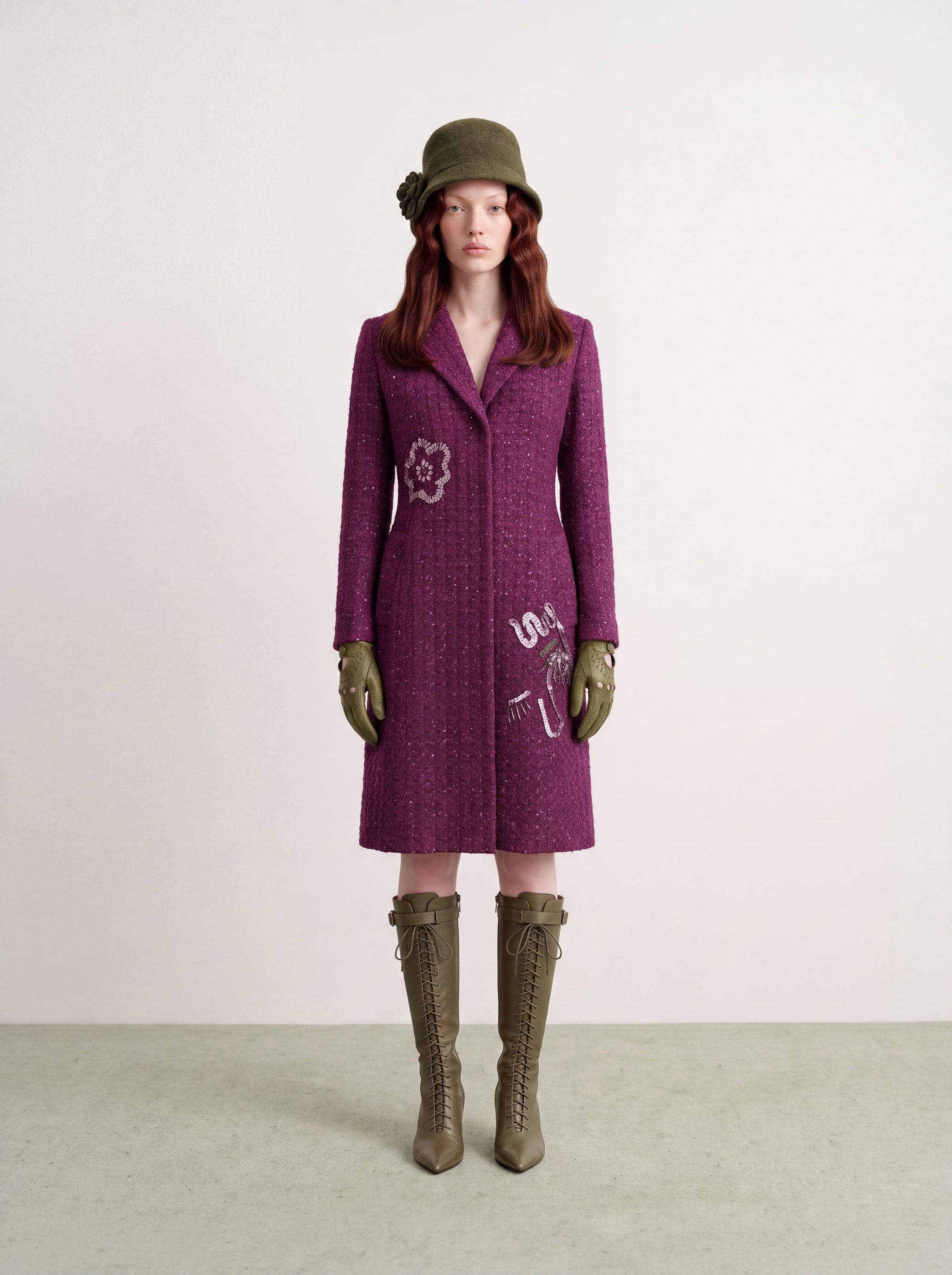 Violet Tweed Fleur Argent Coat