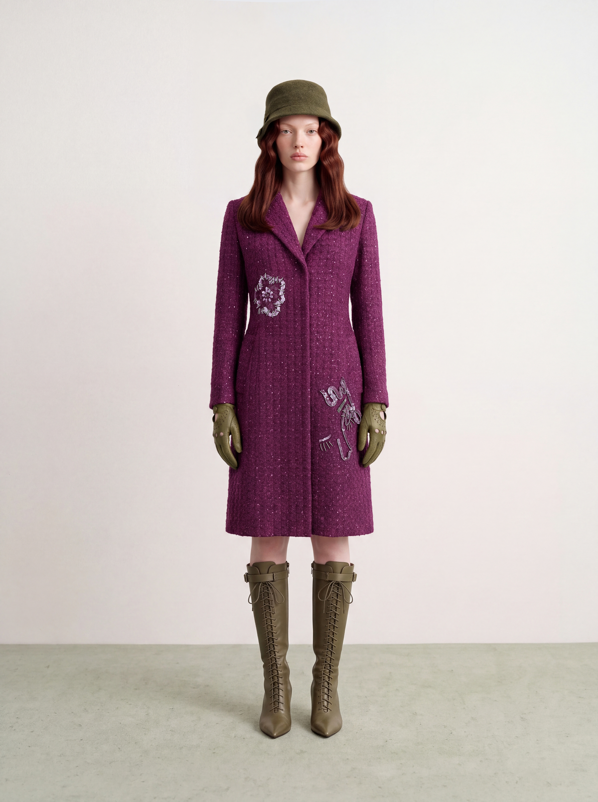 Violet Tweed Fleur Argent Coat