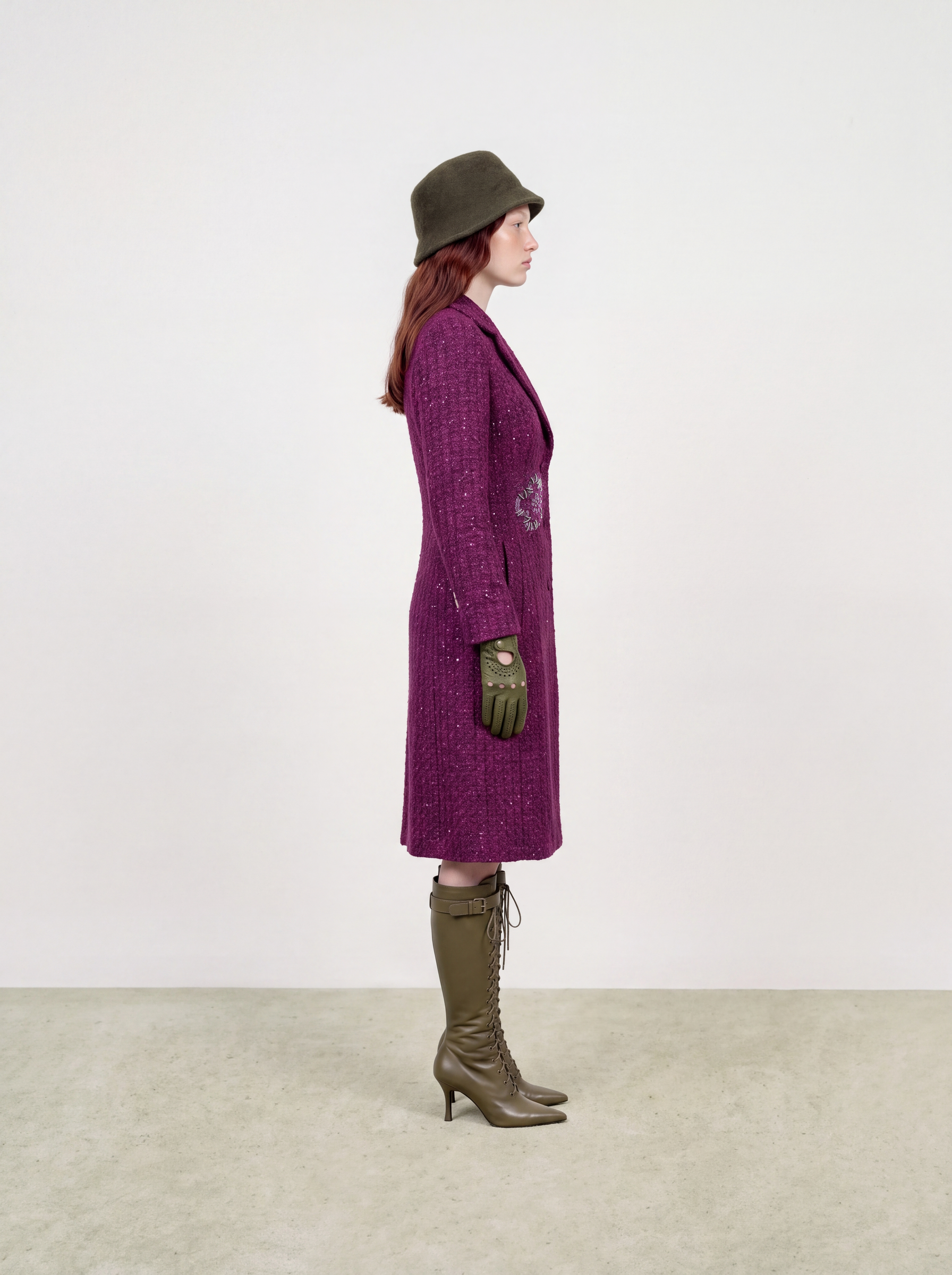 Violet Tweed Fleur Argent Coat