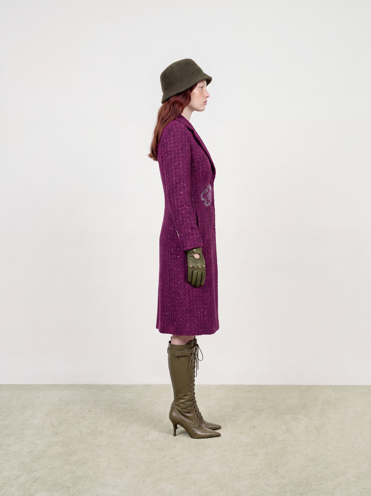 Violet Tweed Fleur Argent Coat
