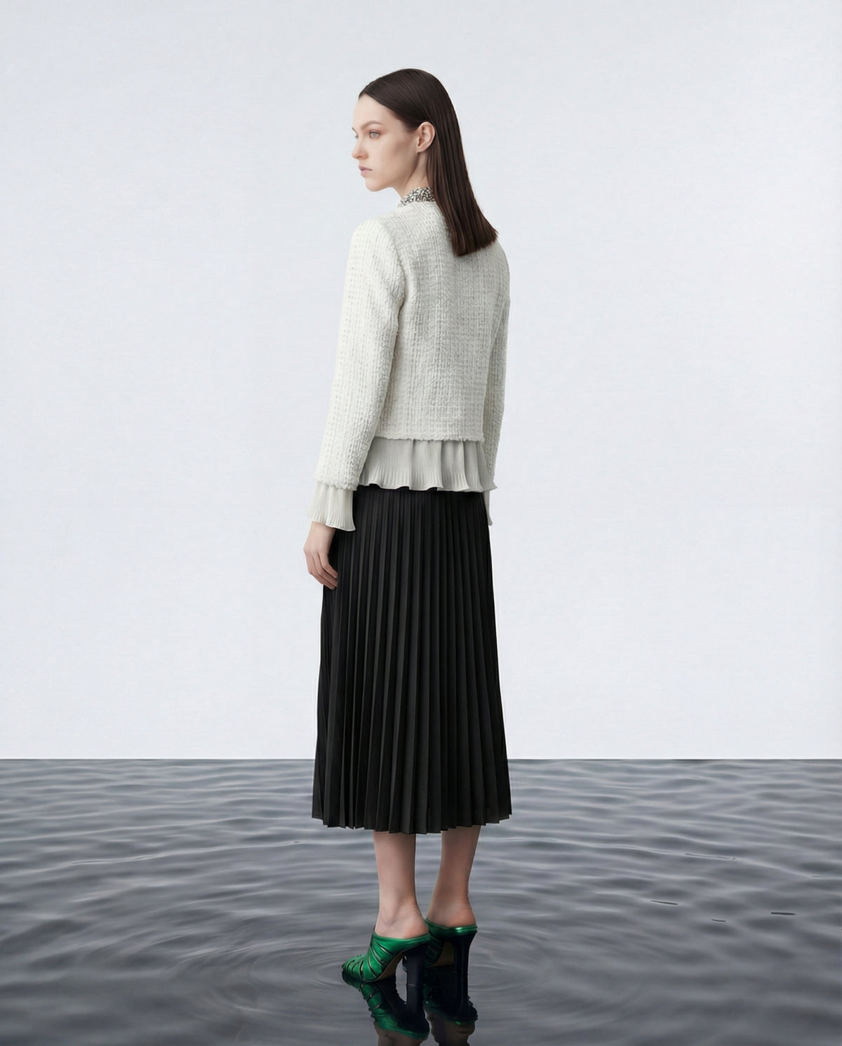Crème Dentelle Chiffon Jacket