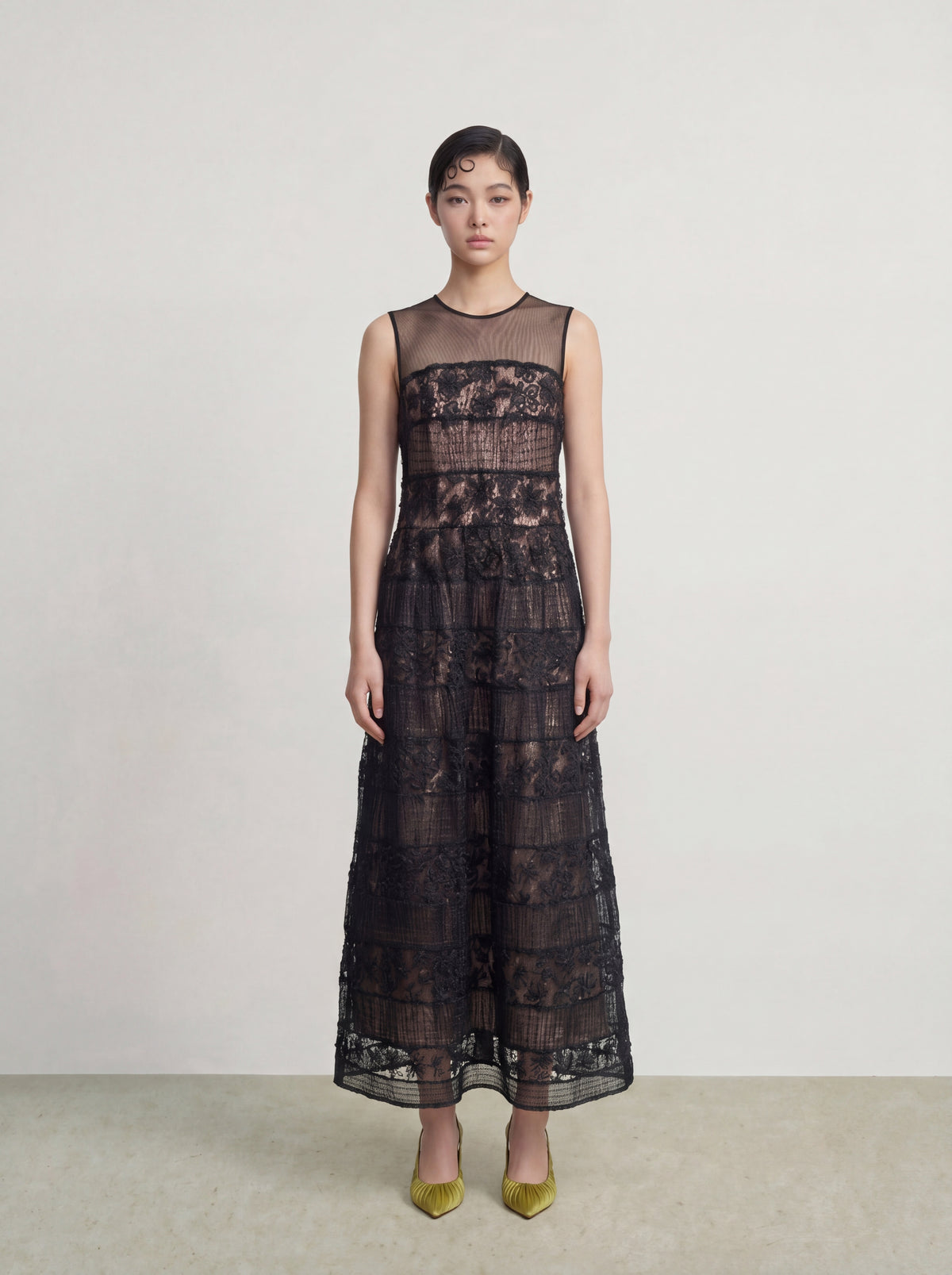 Noir Dentelle Cascade Dress
