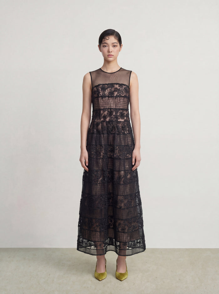 Noir Dentelle Cascade Dress