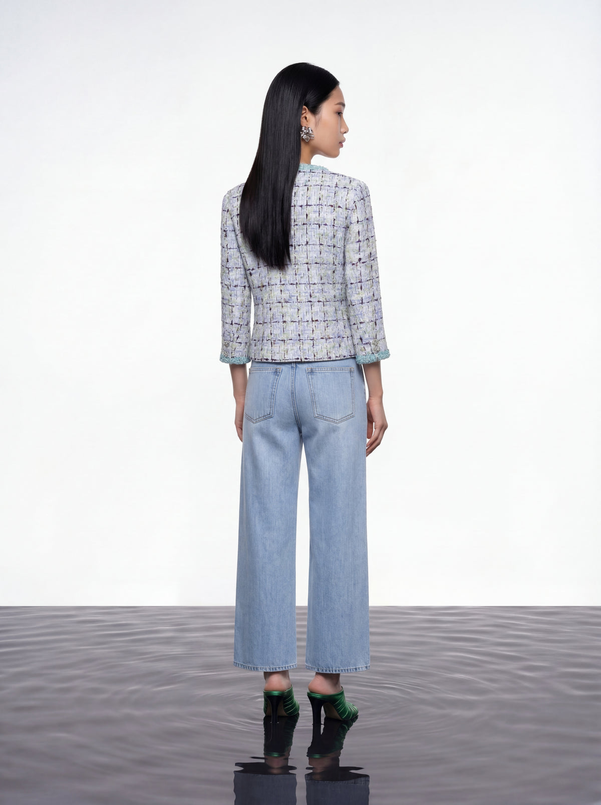 Azure Trim Tweed Jacket
