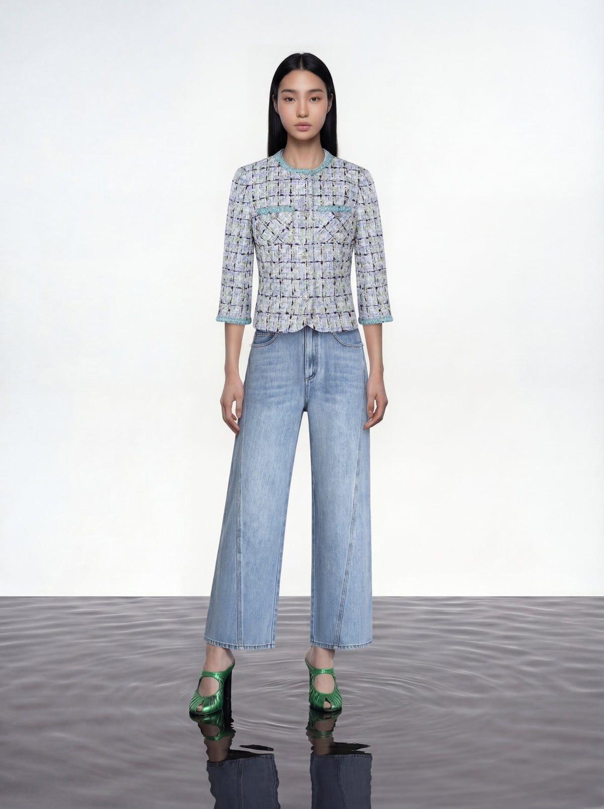 Azure Trim Tweed Jacket