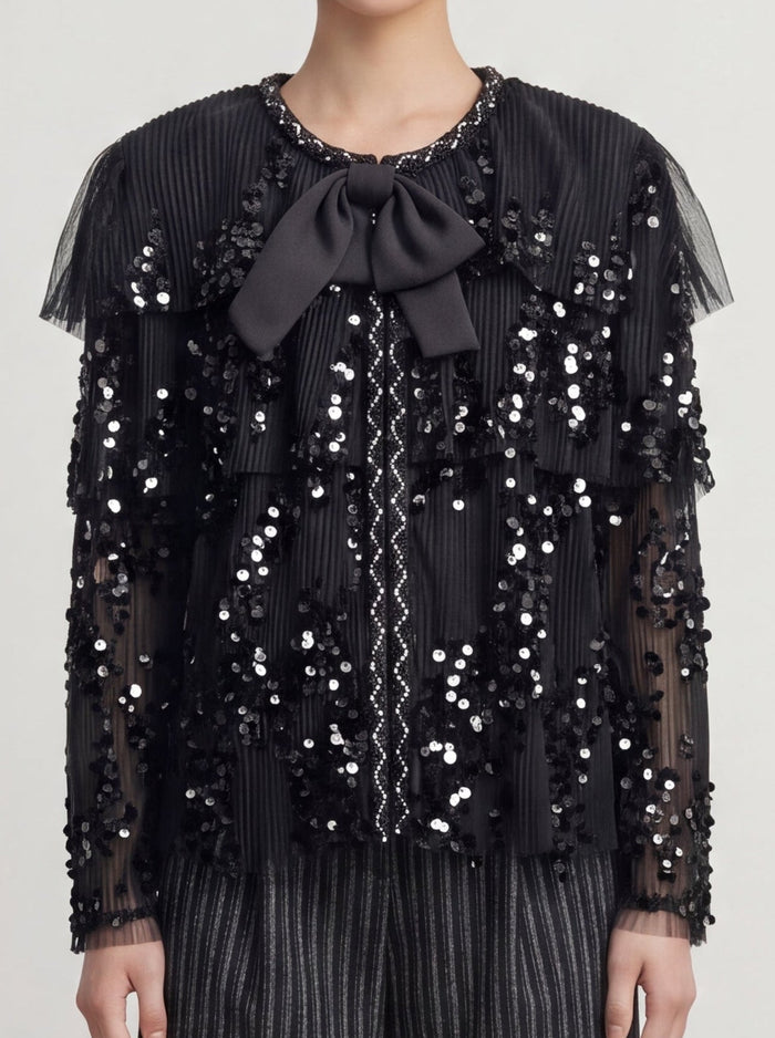 Noir Étoile Sequin Bow Top